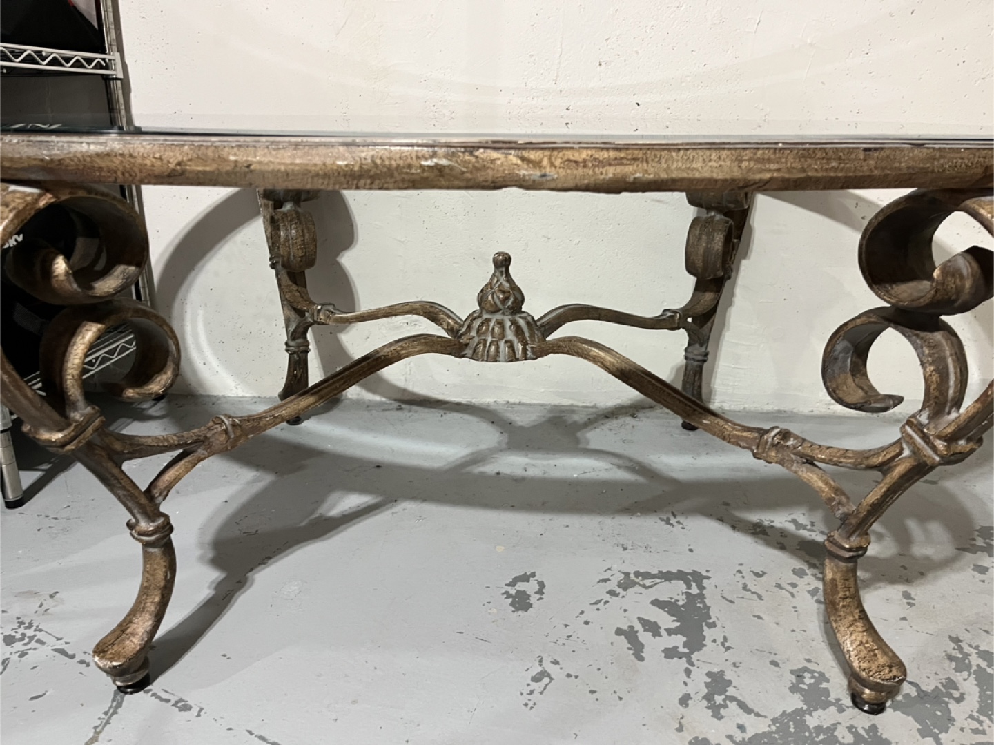 Ornate Oval Glass Top metal Coffee Table - photo 2