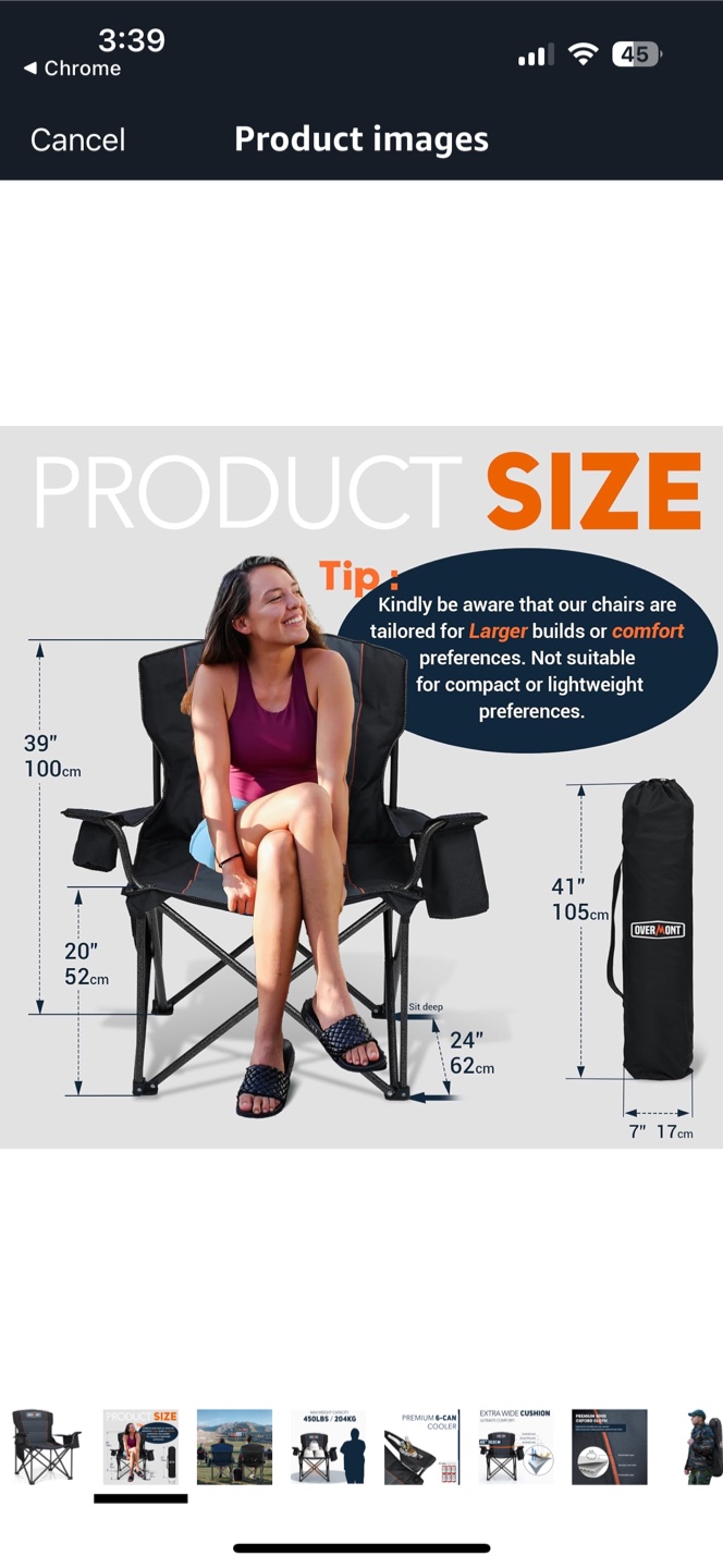 Overmont Portable Folding Camping Chair with Carry Bag - photo 4