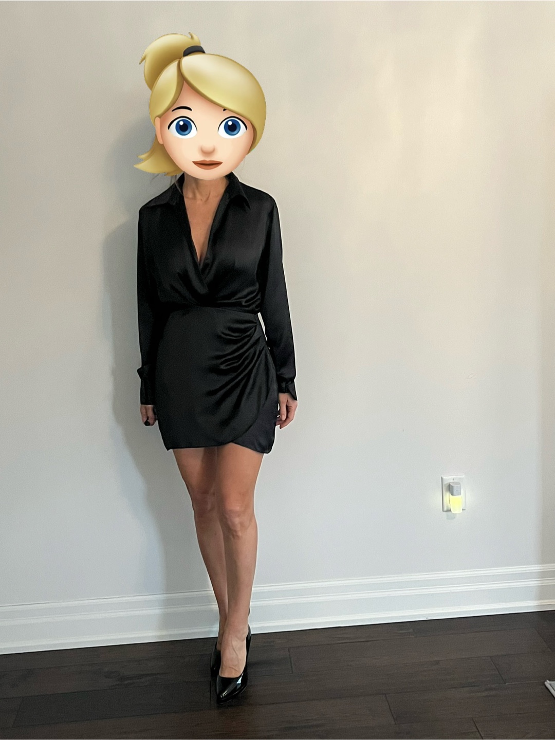 Zara Black Satin Mini Dress - Size S