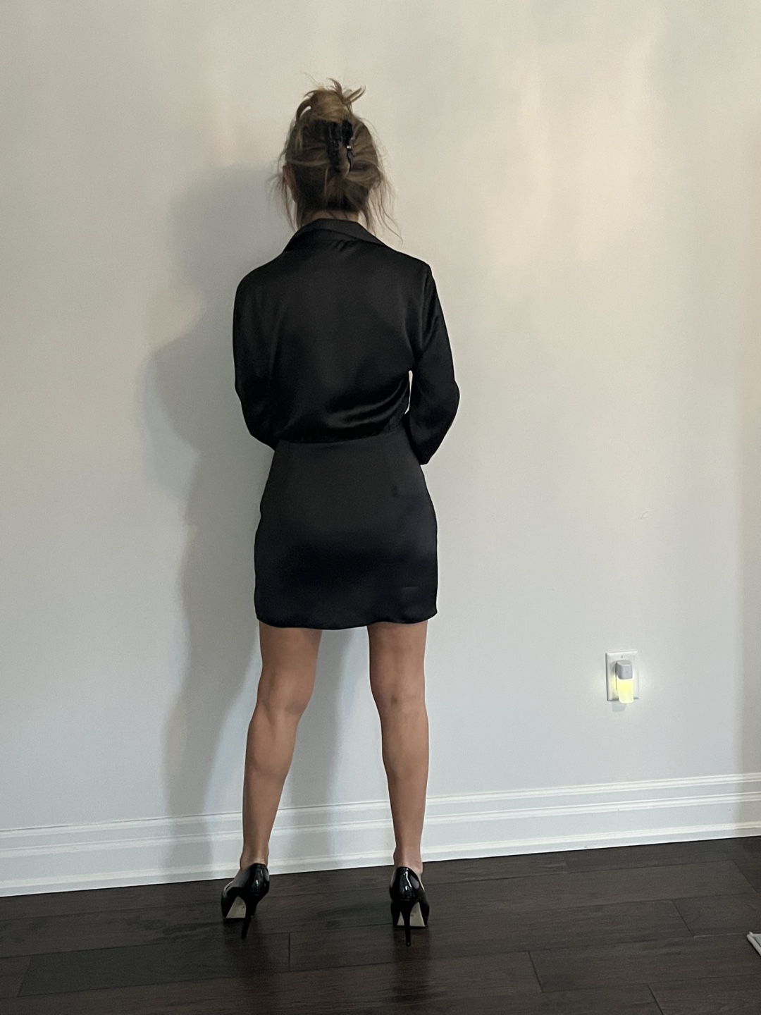 Zara Black Satin Mini Dress - Size S - photo 3