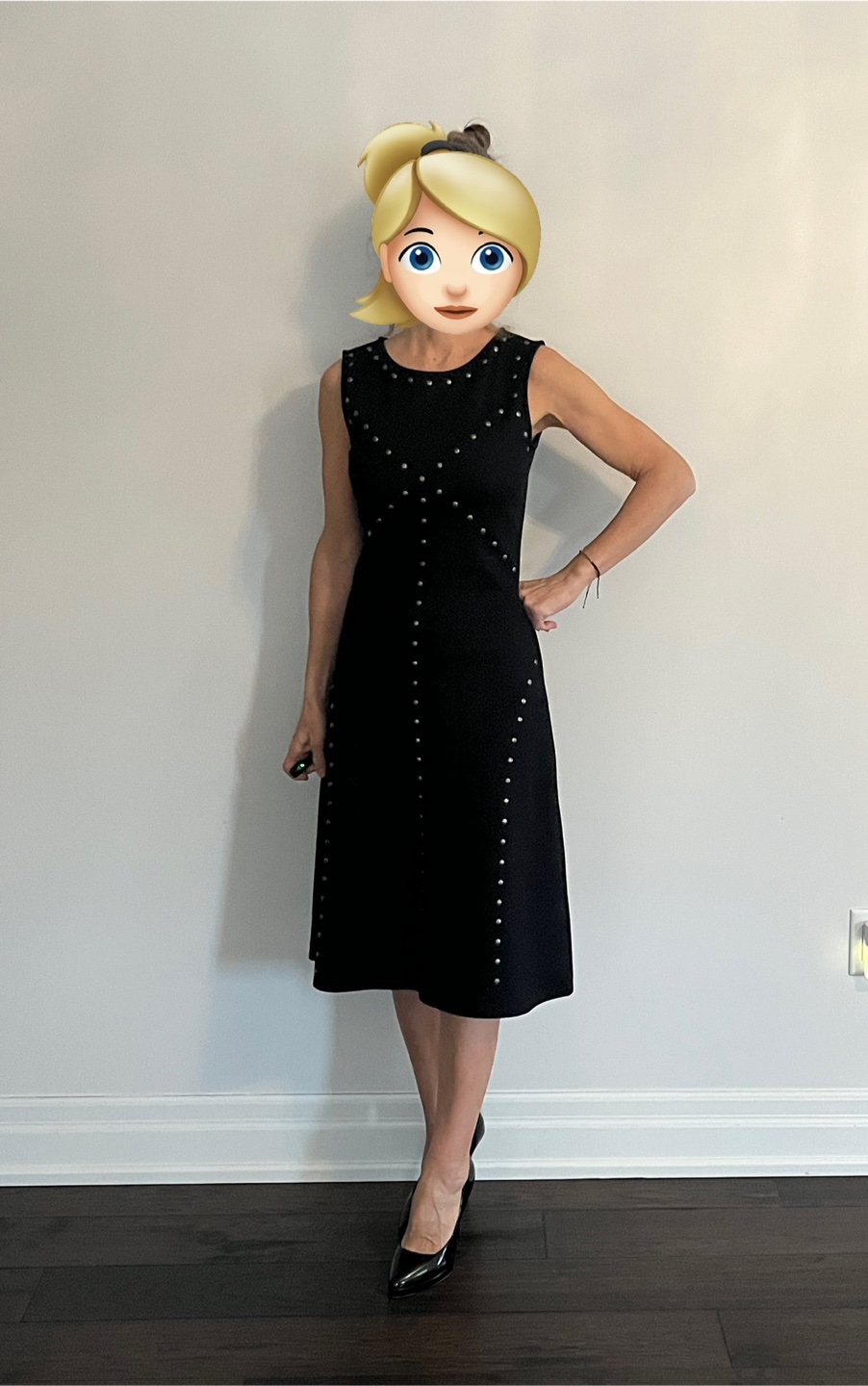 Black Studded Midi Dress