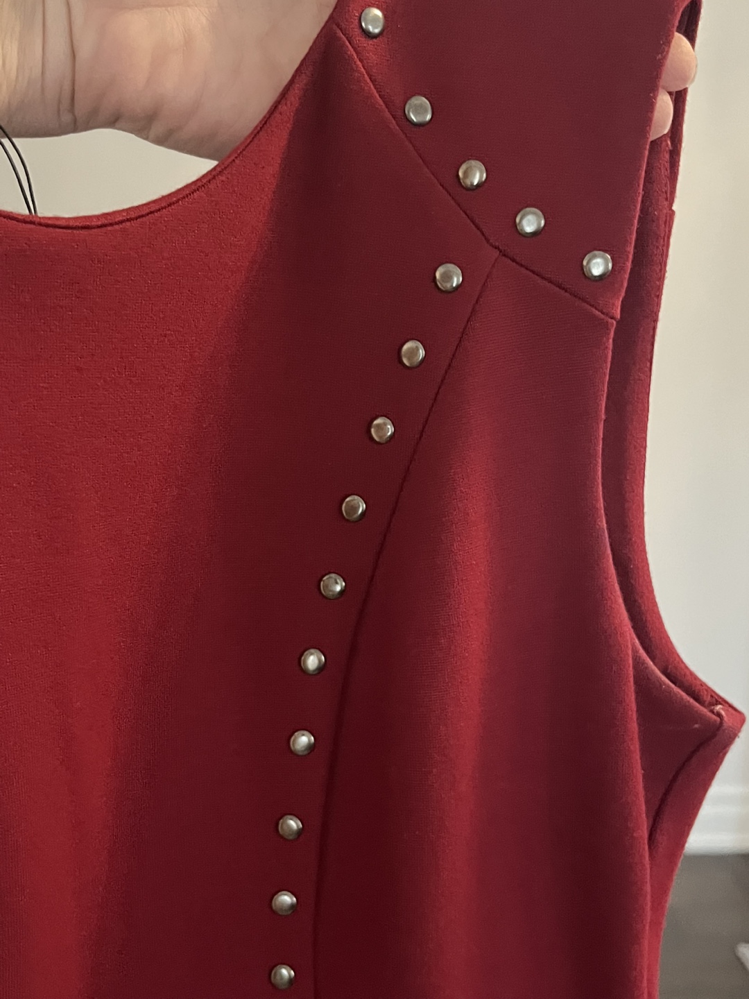 Gorgeous Burgundy Sleeveless Dress with Metal Accents - photo 4