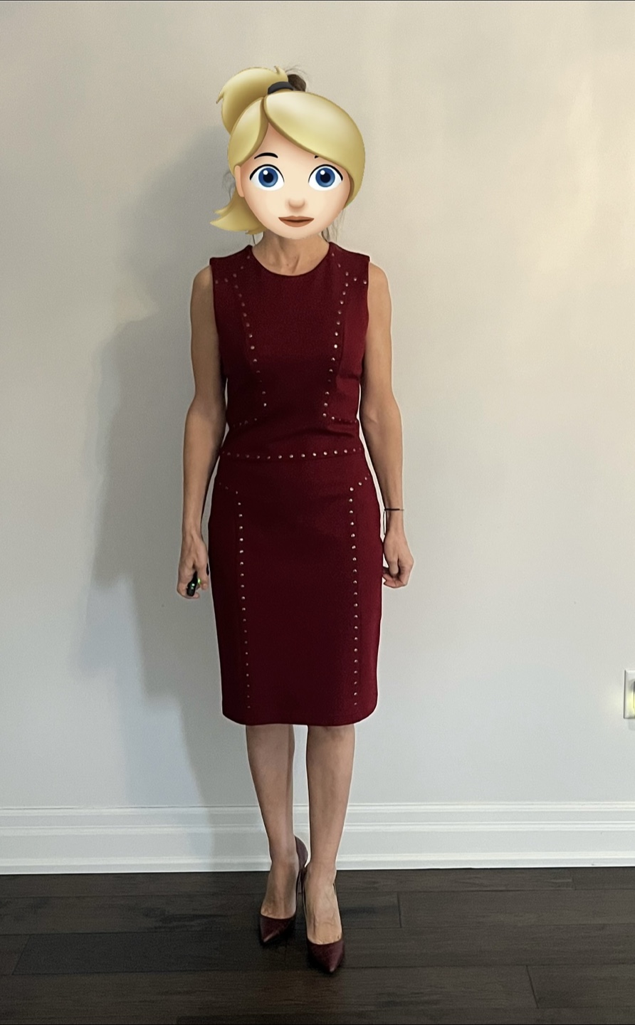 Gorgeous Burgundy Sleeveless Dress with Metal Accents