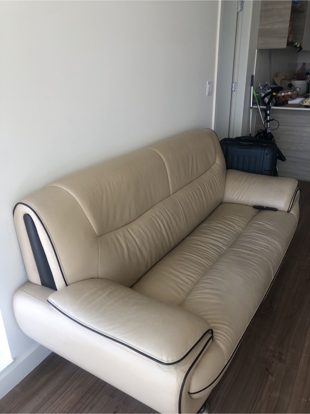 Beige Leather Sofa - photo 2