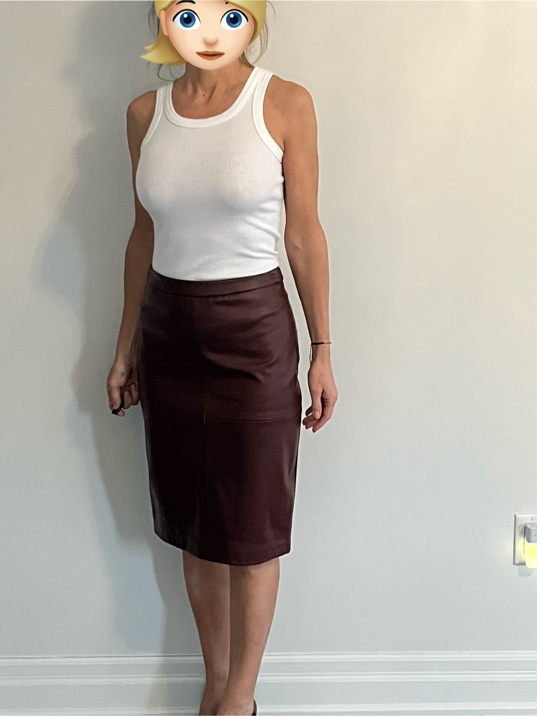 Burgundy Faux Leather Pencil Skirt