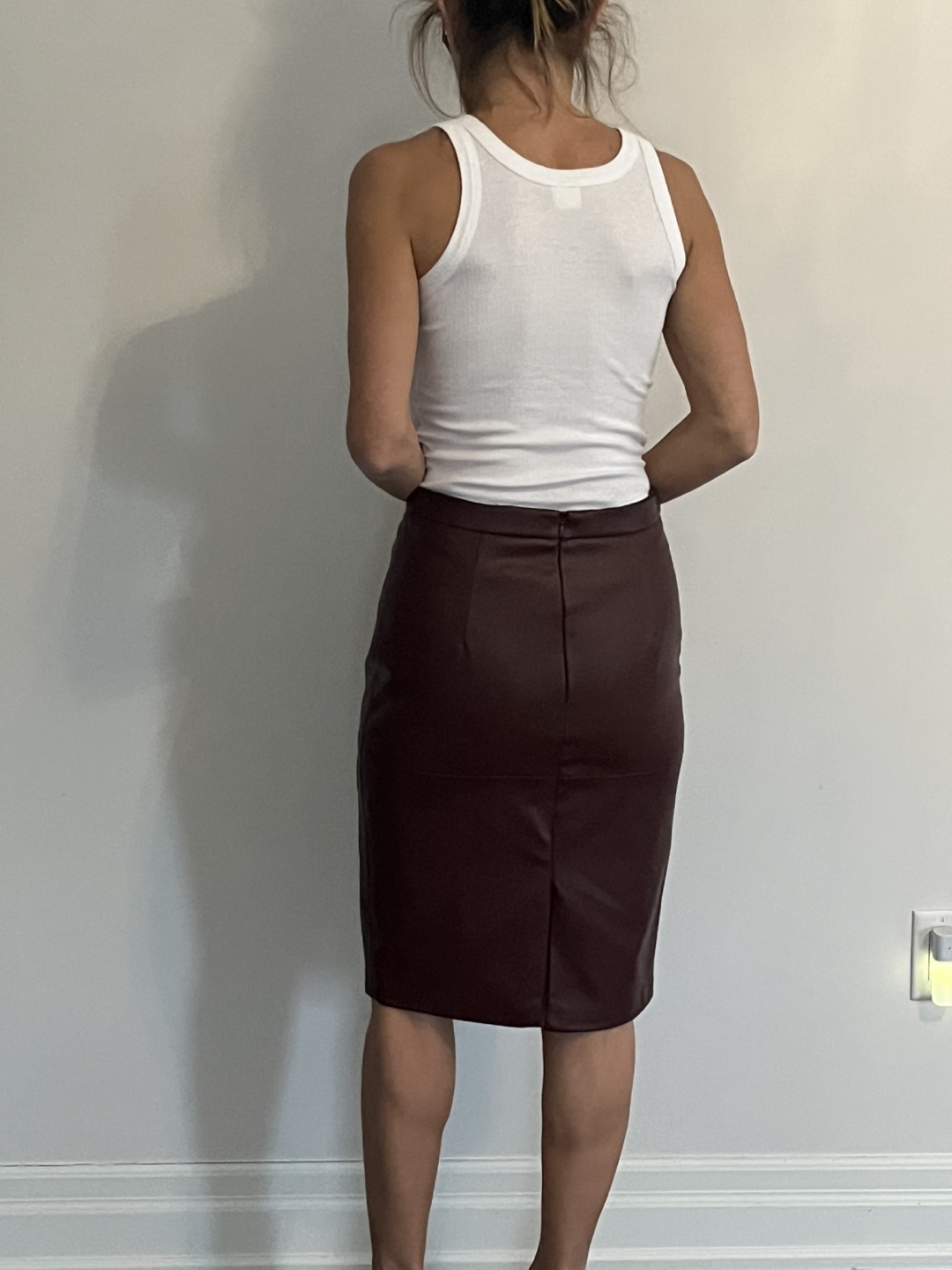 Burgundy Faux Leather Pencil Skirt - photo 2