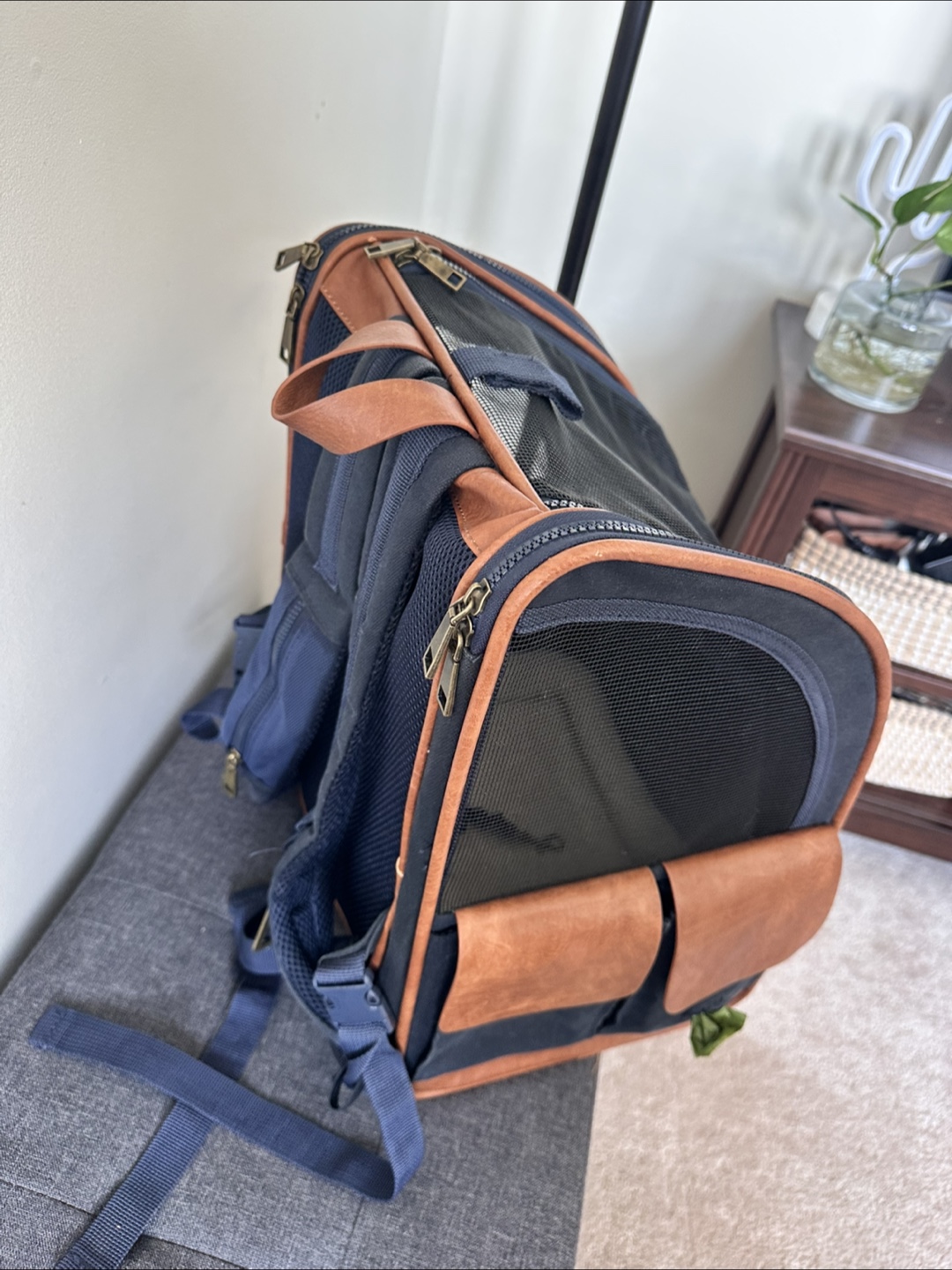 Pet Carrier Backpack - Dark Blue and Brown - photo 3