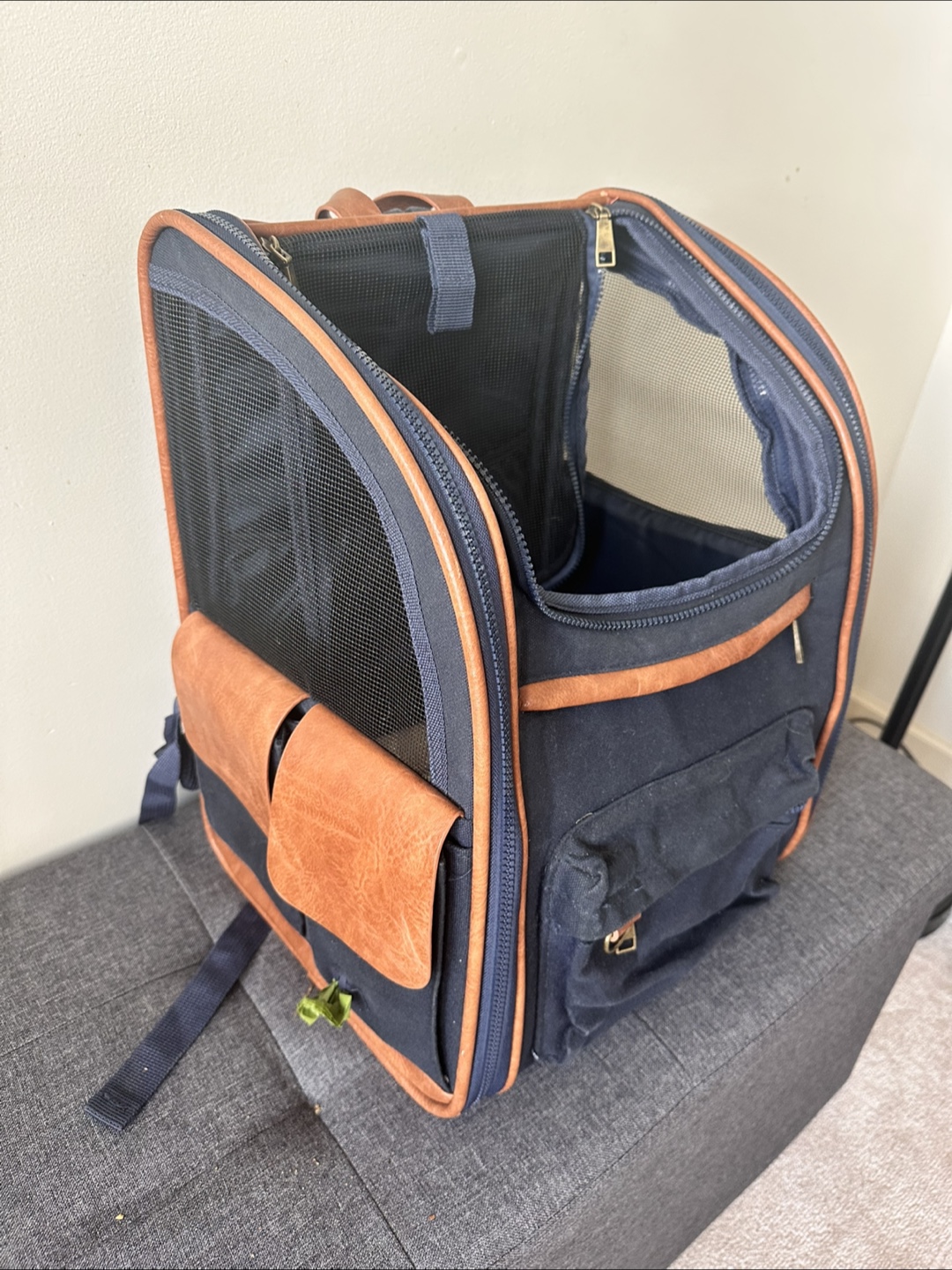 Pet Carrier Backpack - Dark Blue and Brown - photo 2