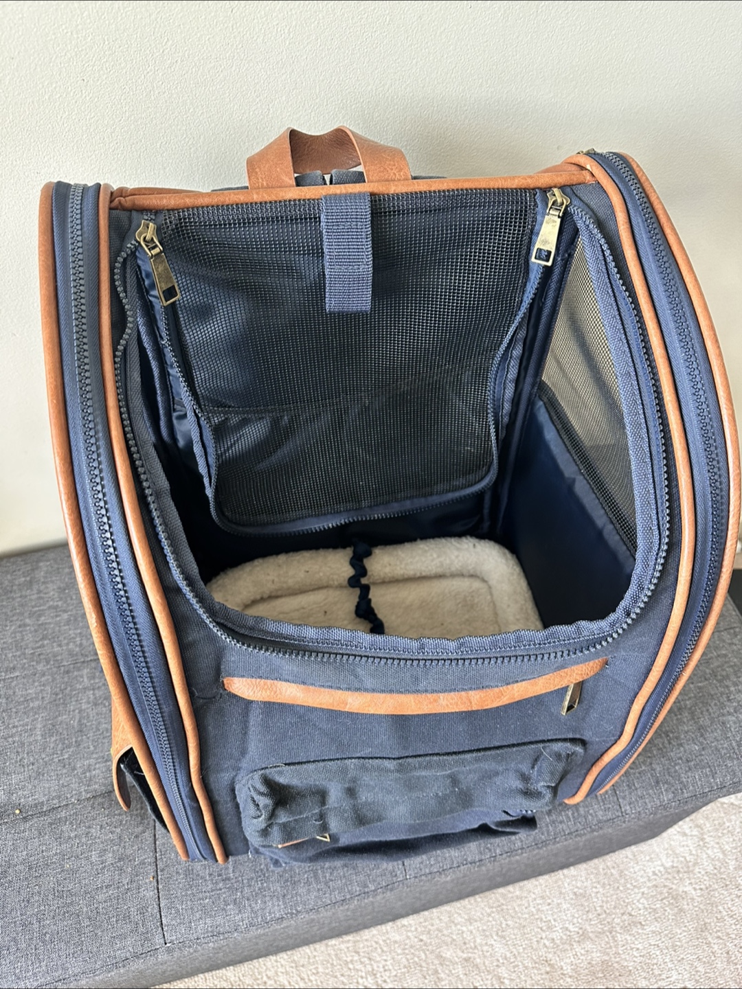 Pet Carrier Backpack - Dark Blue and Brown - photo 4