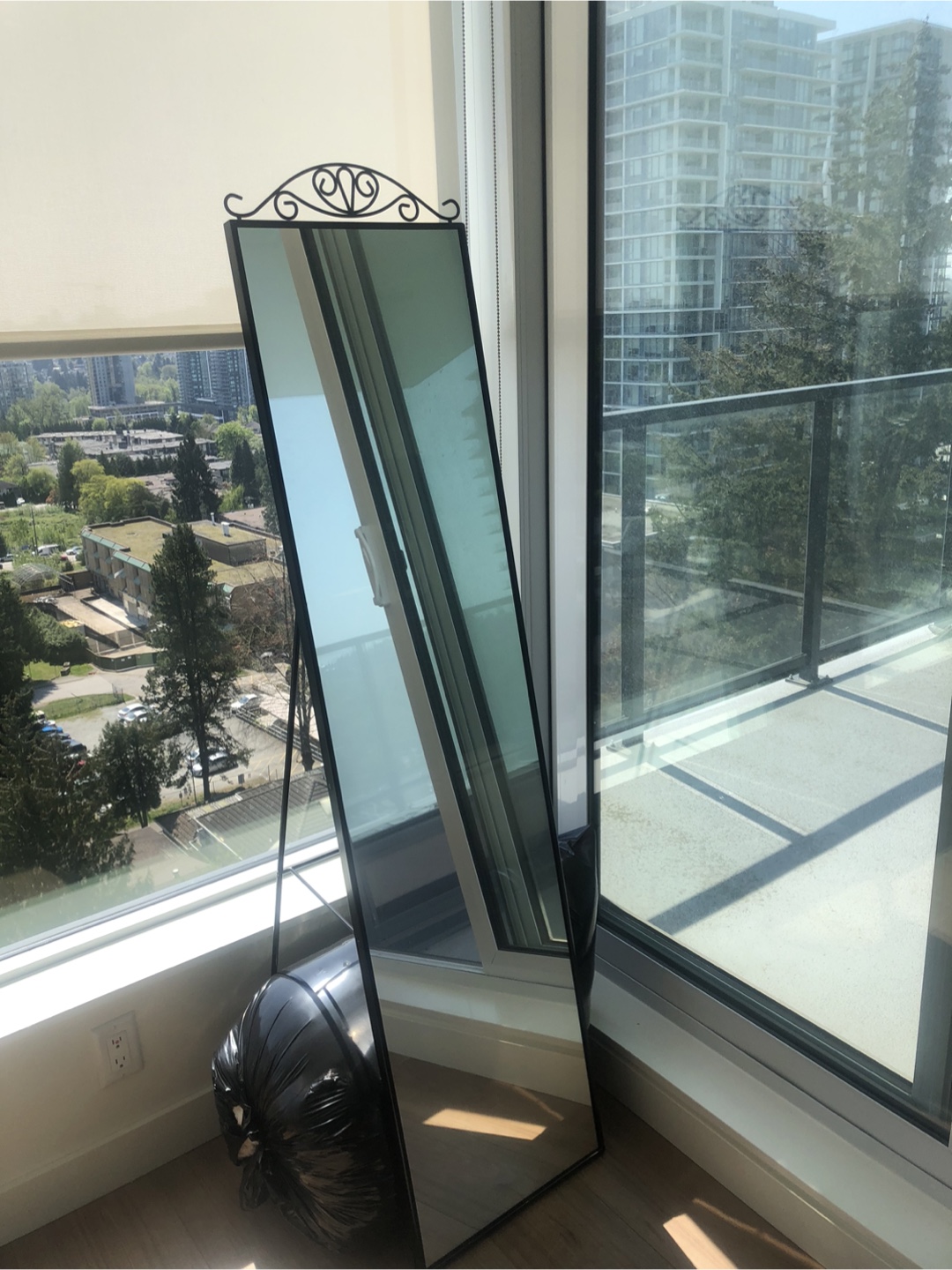 Full-Length Leaner Mirror with Ornate Stand