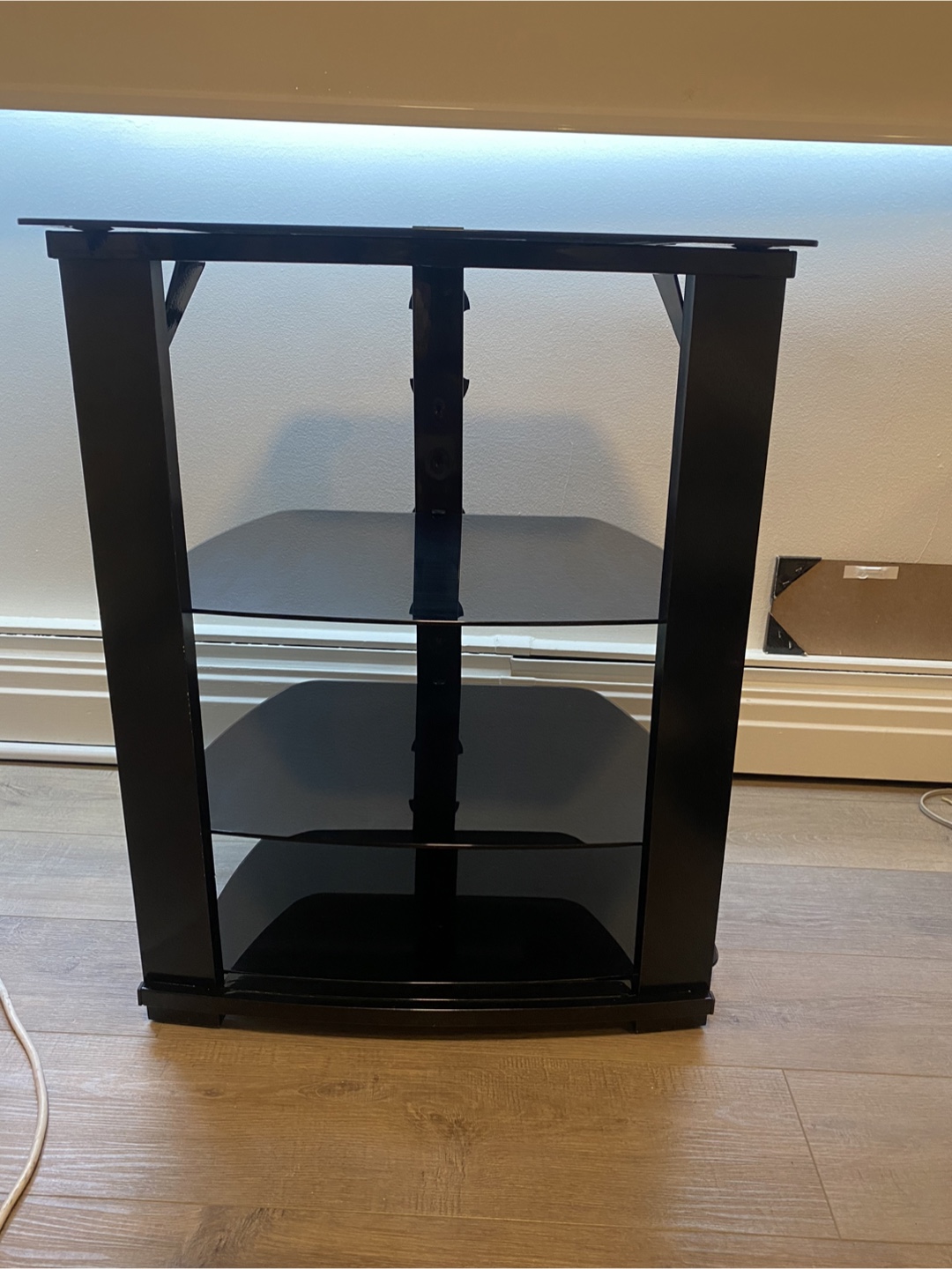 Black TV Stand with Tempered Glass Shelves #freecycle