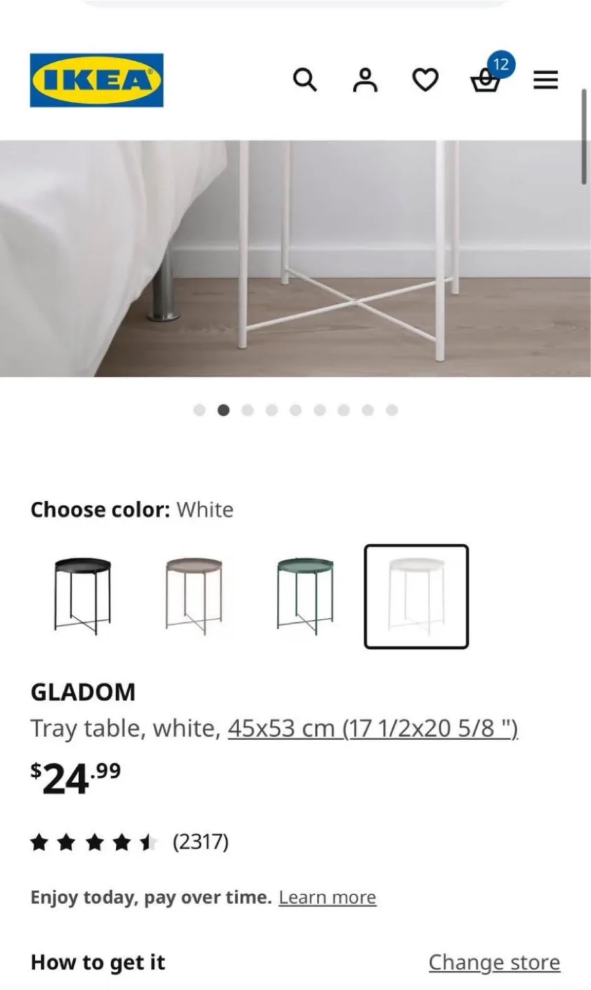 IKEA Gladon White Metal Side Table image indicator(6)