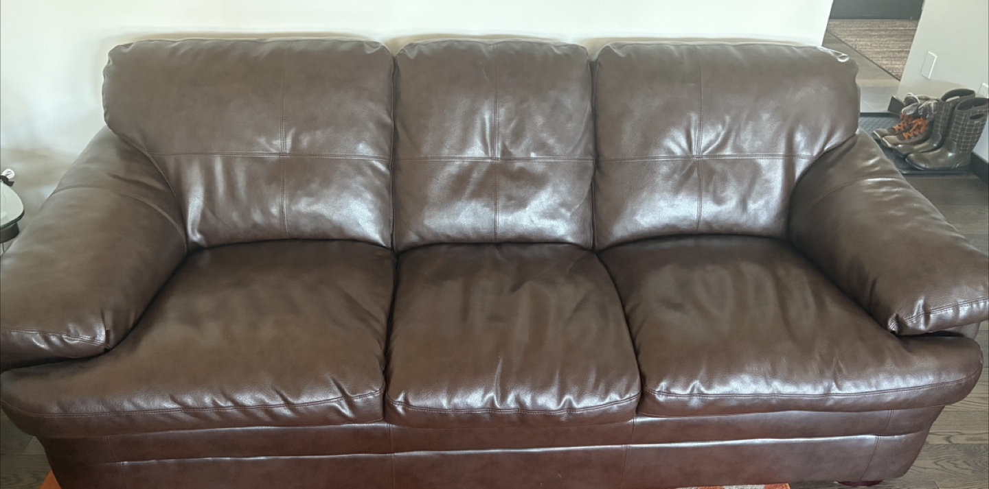 Brown Leather Sofa and Loveseat Set