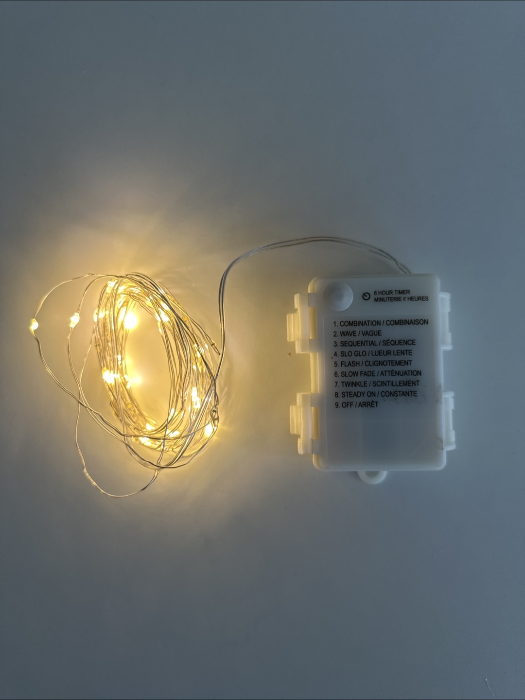 Battery-operated fairy lights with 8 lighting modes