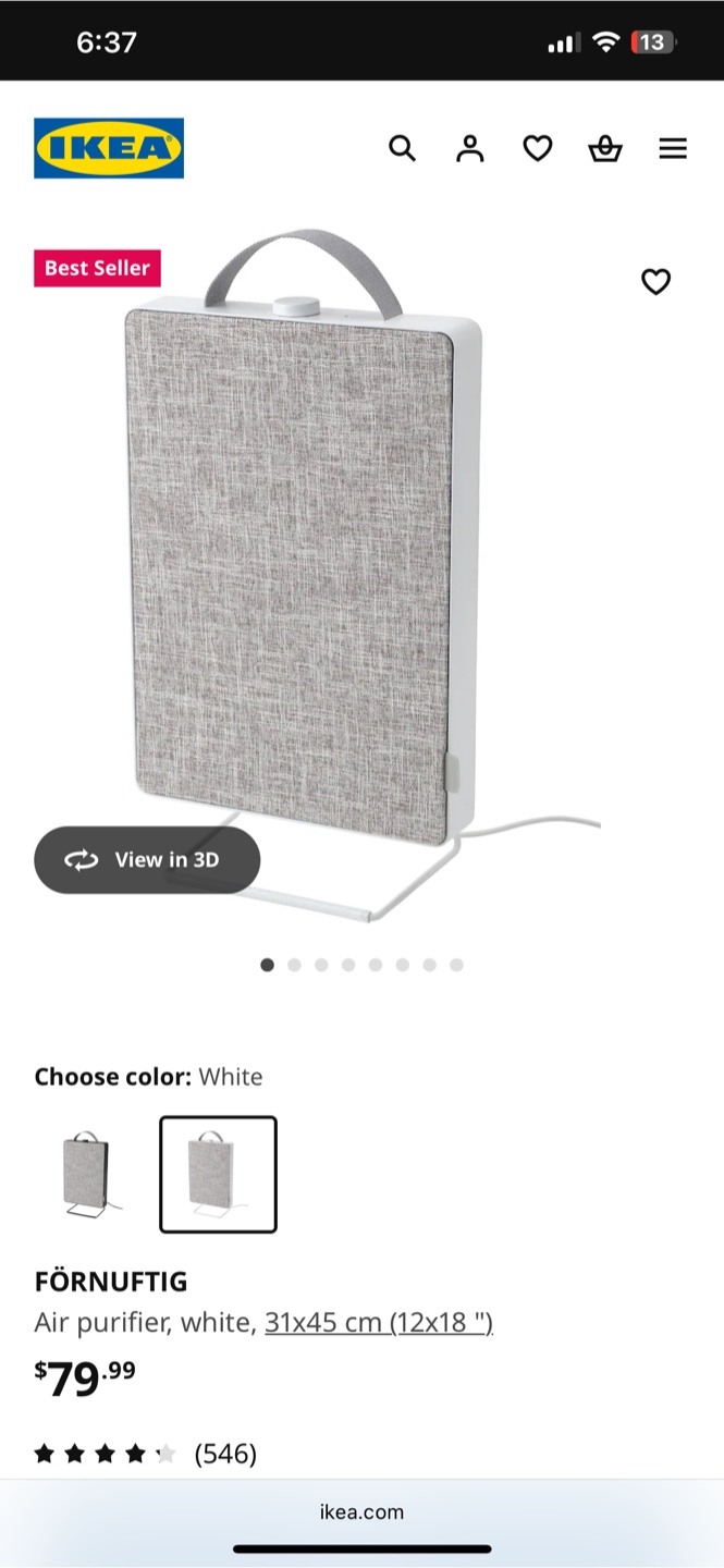 IKEA FÖRNUFTIG Air Purifier/Air Cleaner - White - photo 2