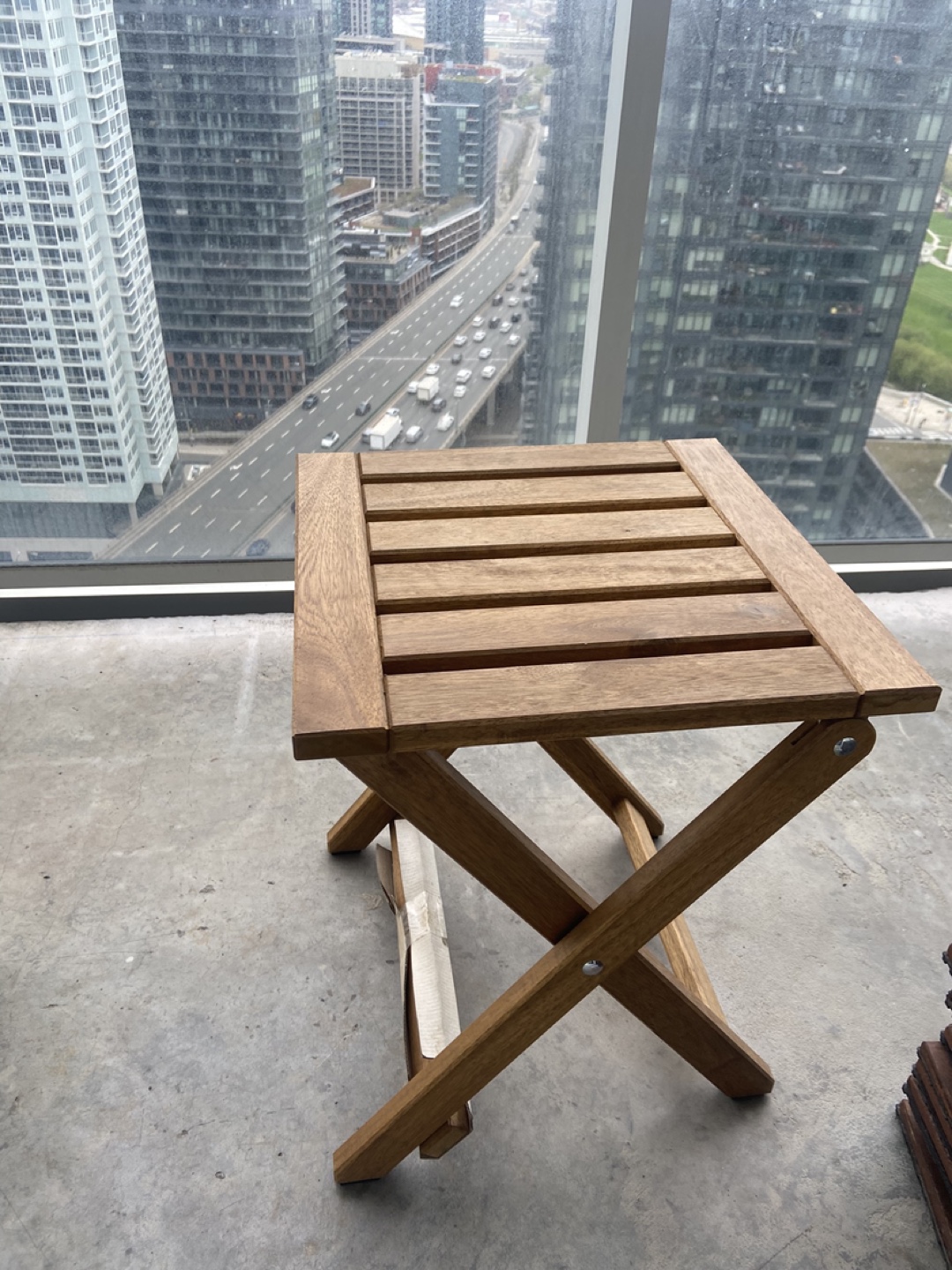 Stool, outdoor, foldable/ light brown stained