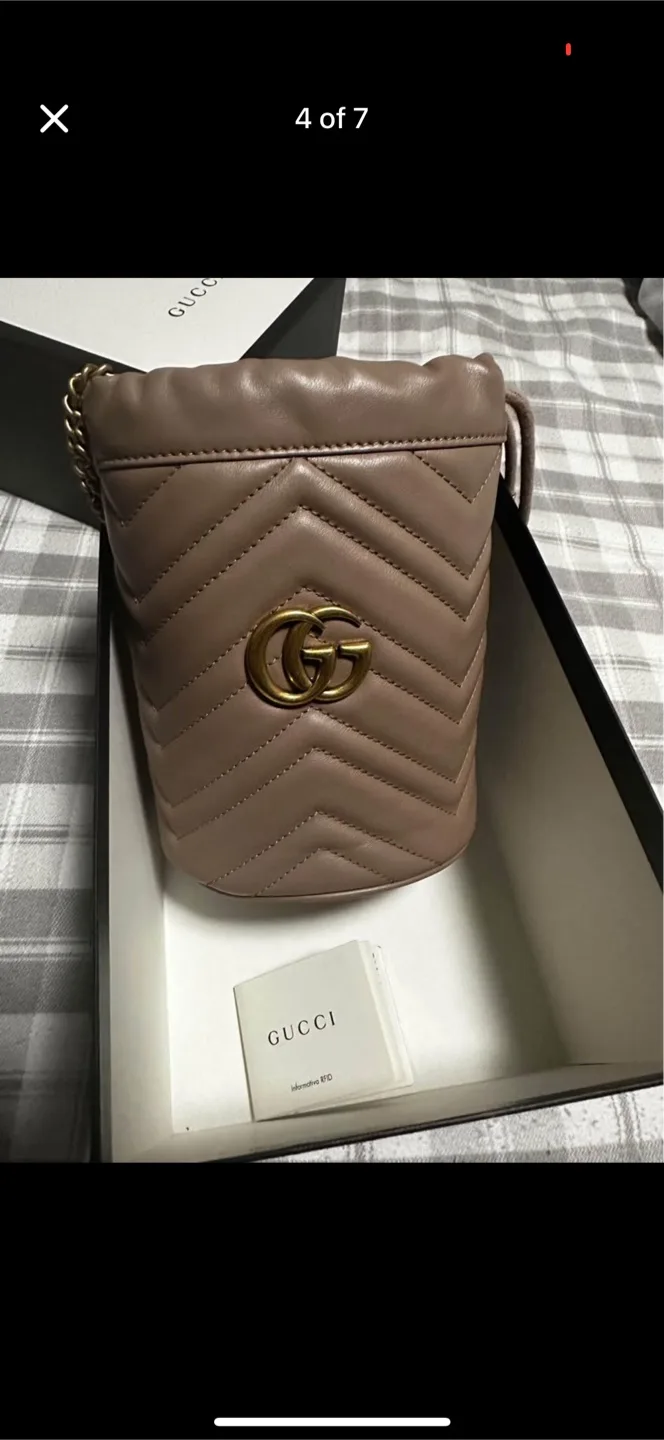 Gucci GG Marmont Mini Bucket Bag - Nude image indicator(4)