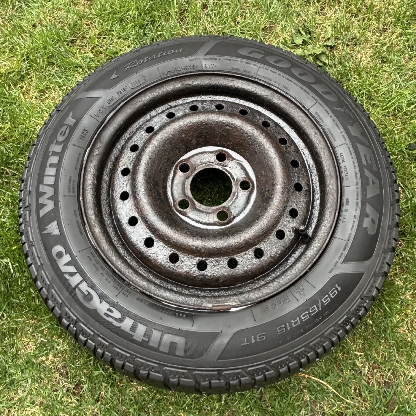 Three Used Goodyear Winter Tires on Steel Rims - photo 2