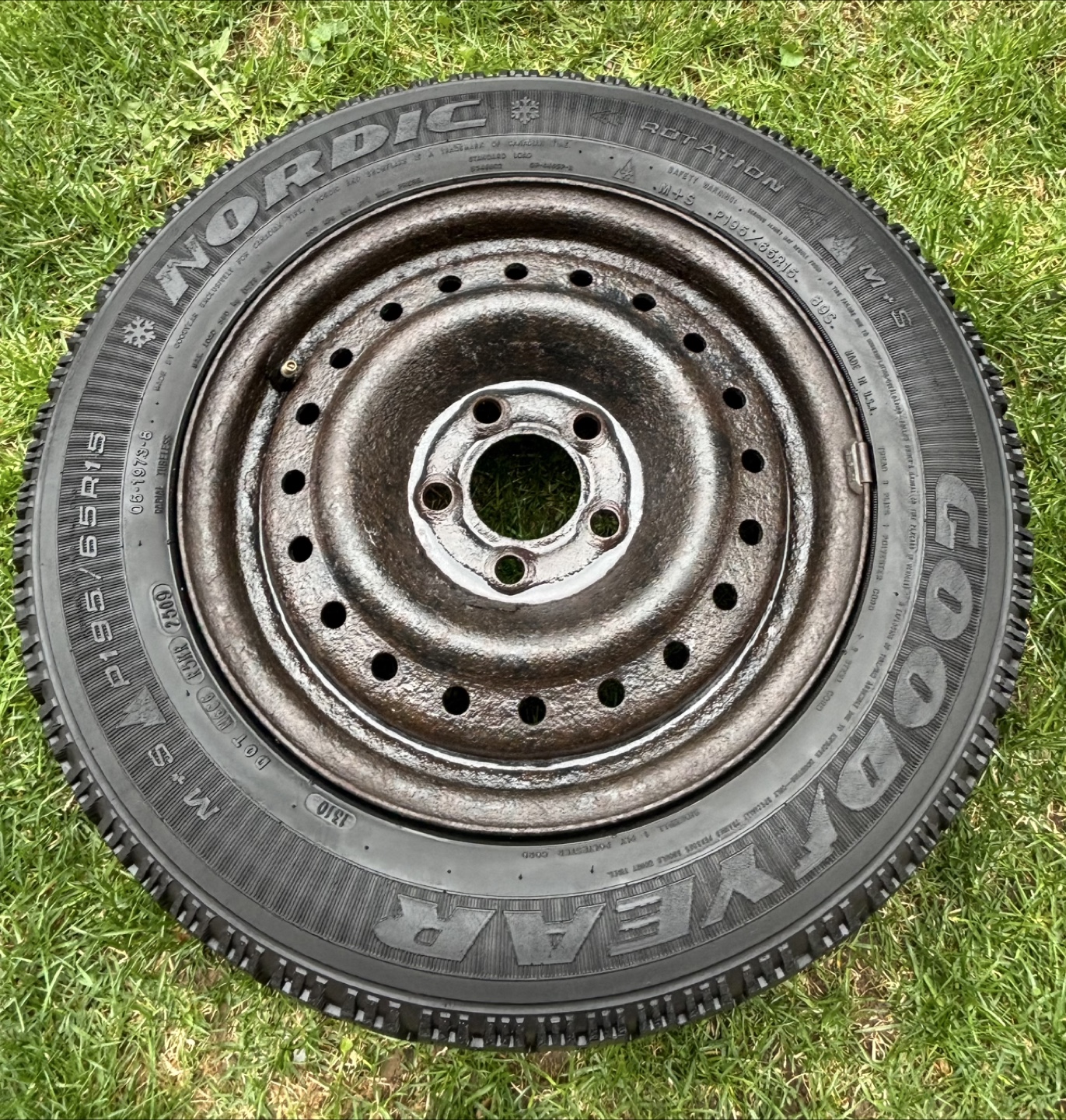 Three Used Goodyear Winter Tires on Steel Rims