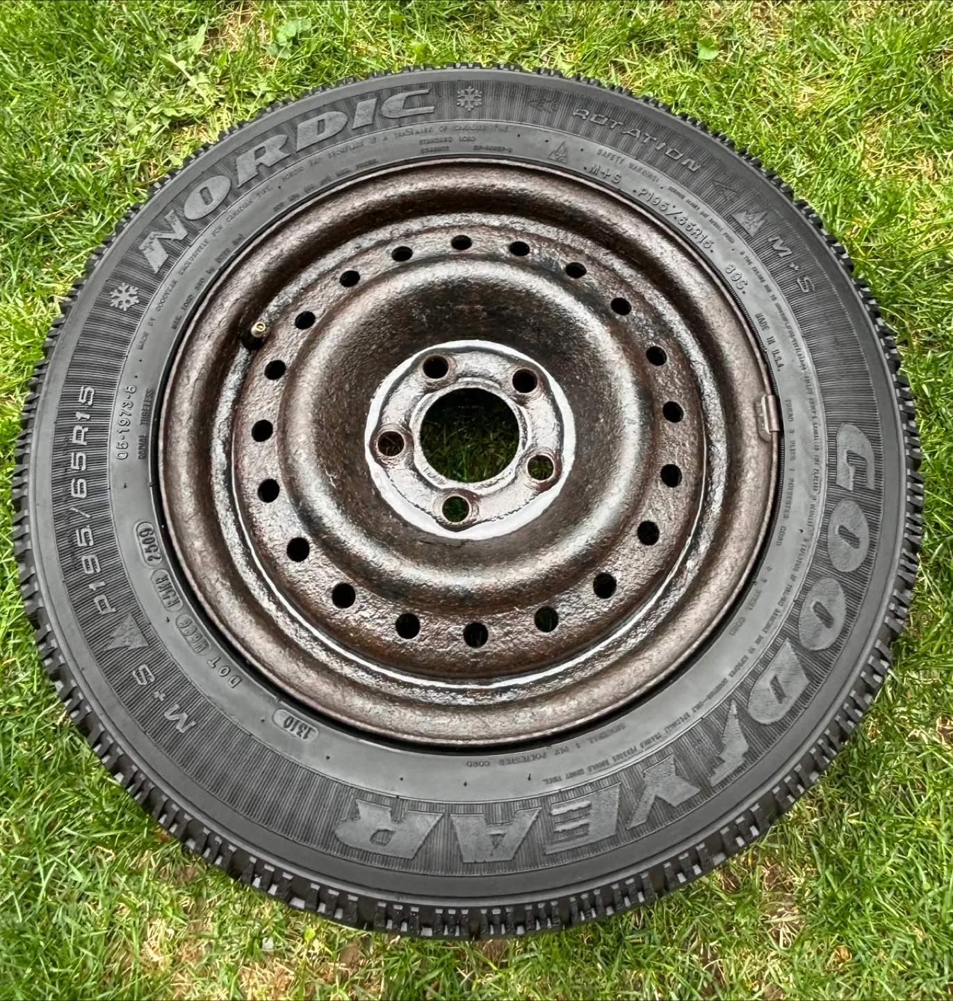 Three Used Goodyear Winter Tires on Steel Rims thumbnail