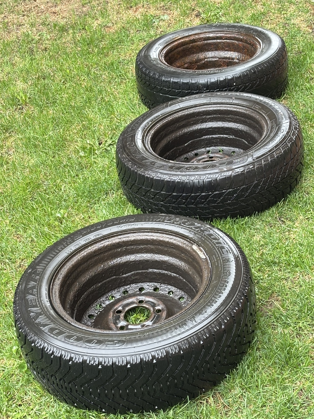 Three Used Goodyear Winter Tires on Steel Rims - photo 5
