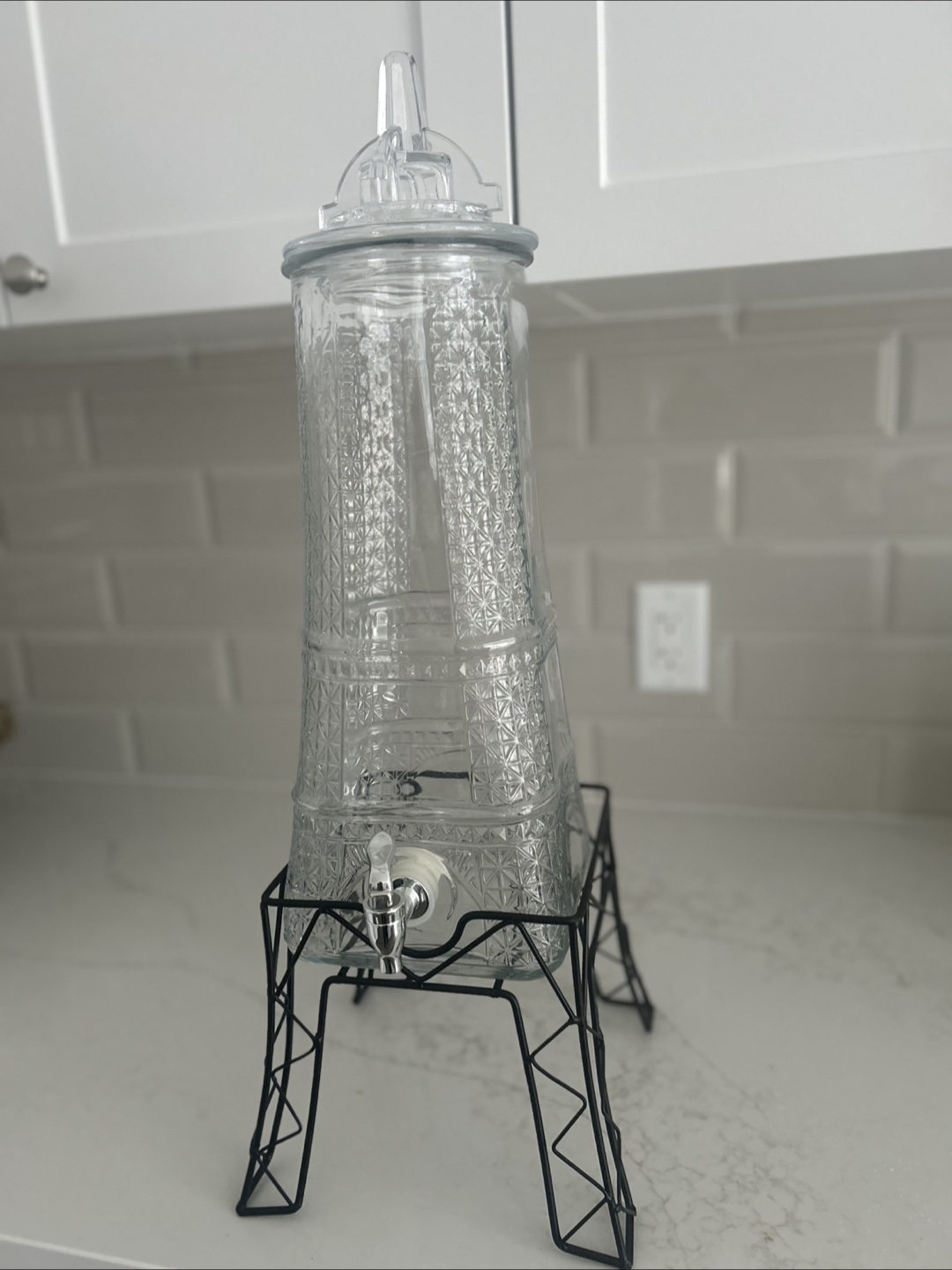 Eiffel Tower Glass Beverage Dispenser with Stand