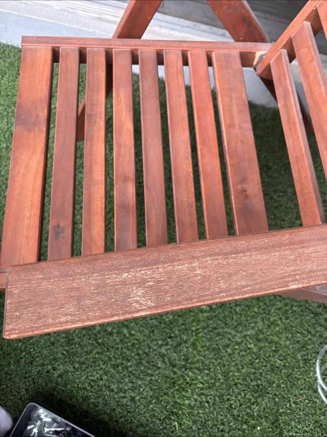 Two Wooden Folding Patio Lounge Chairs with Cushions image indicator(5)