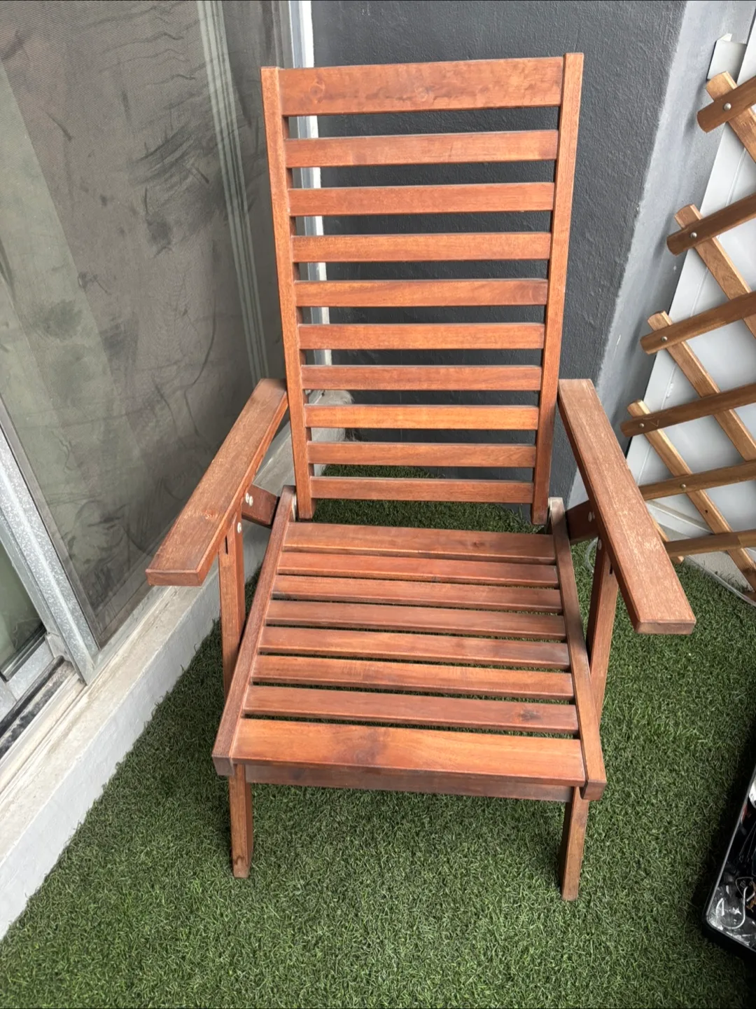 Two Wooden Folding Patio Lounge Chairs with Cushions image indicator(4)