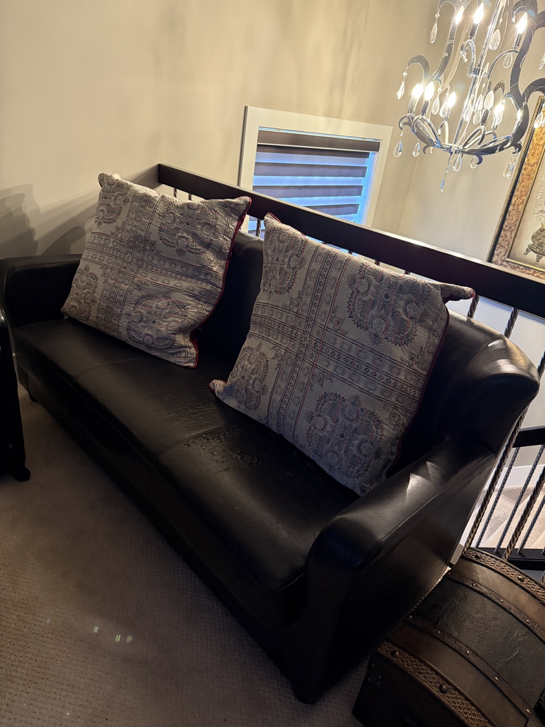 Brown Leather Sofa - Needs Repair