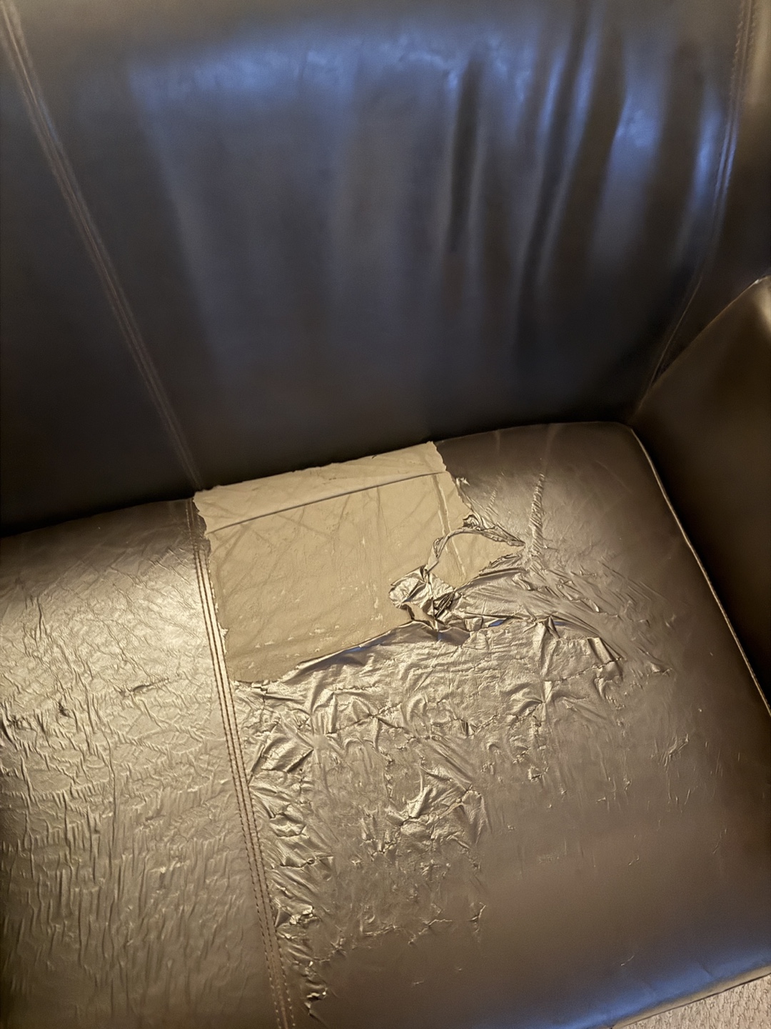 Brown Leather Sofa - Needs Repair - photo 2