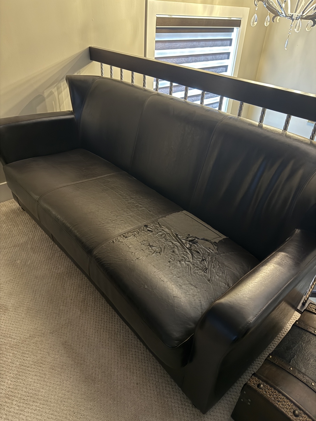 Brown Leather Sofa - Needs Repair - photo 3