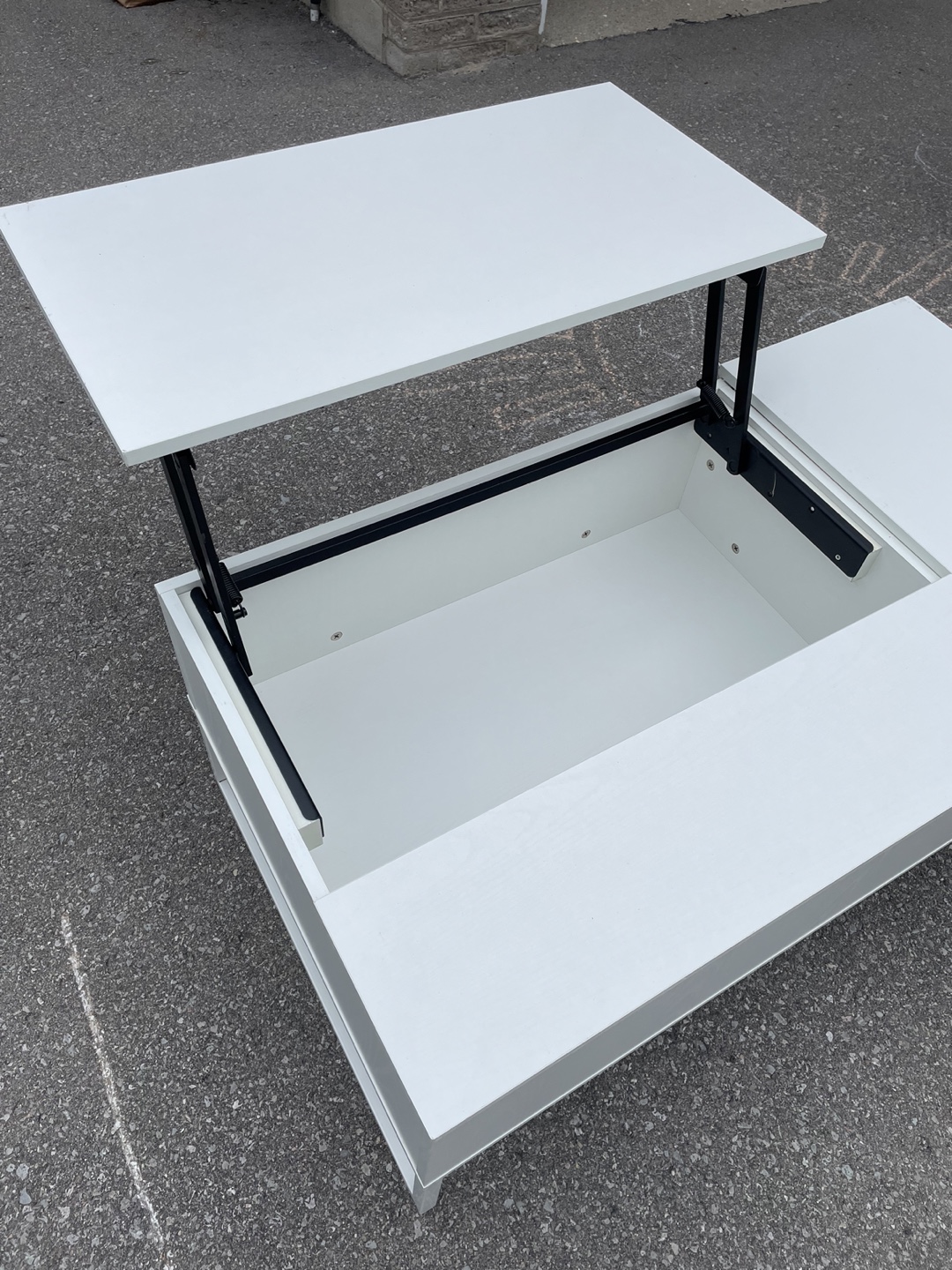 White Lift-Top Coffee Table with Storage - photo 3