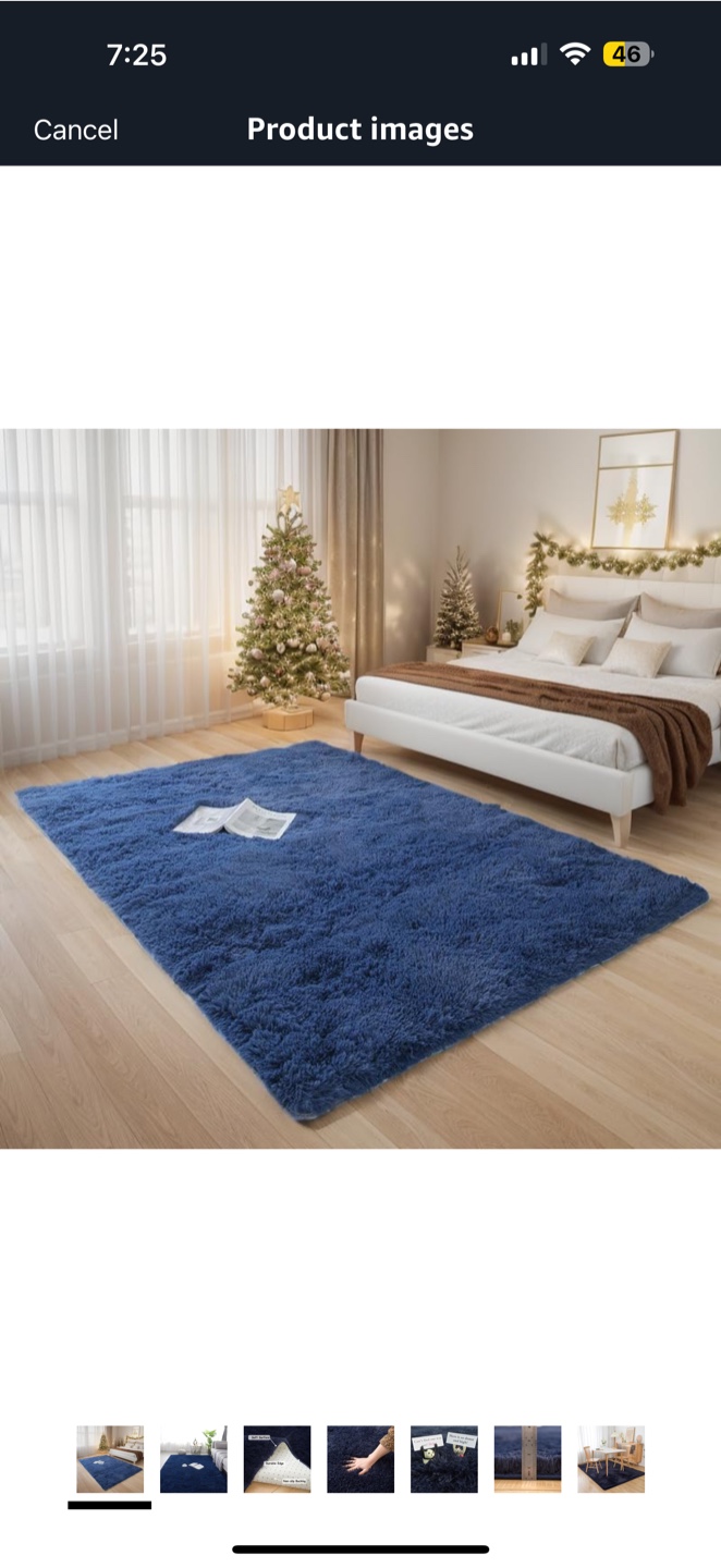 8x10 Feet Shaggy Plush Dark Blue Rug - photo 2