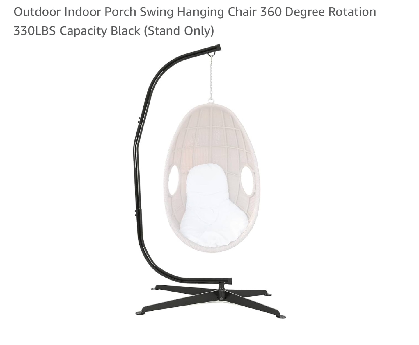 Hanging Chair Stand, 360 Degree Rotation, Black, Heavy Duty