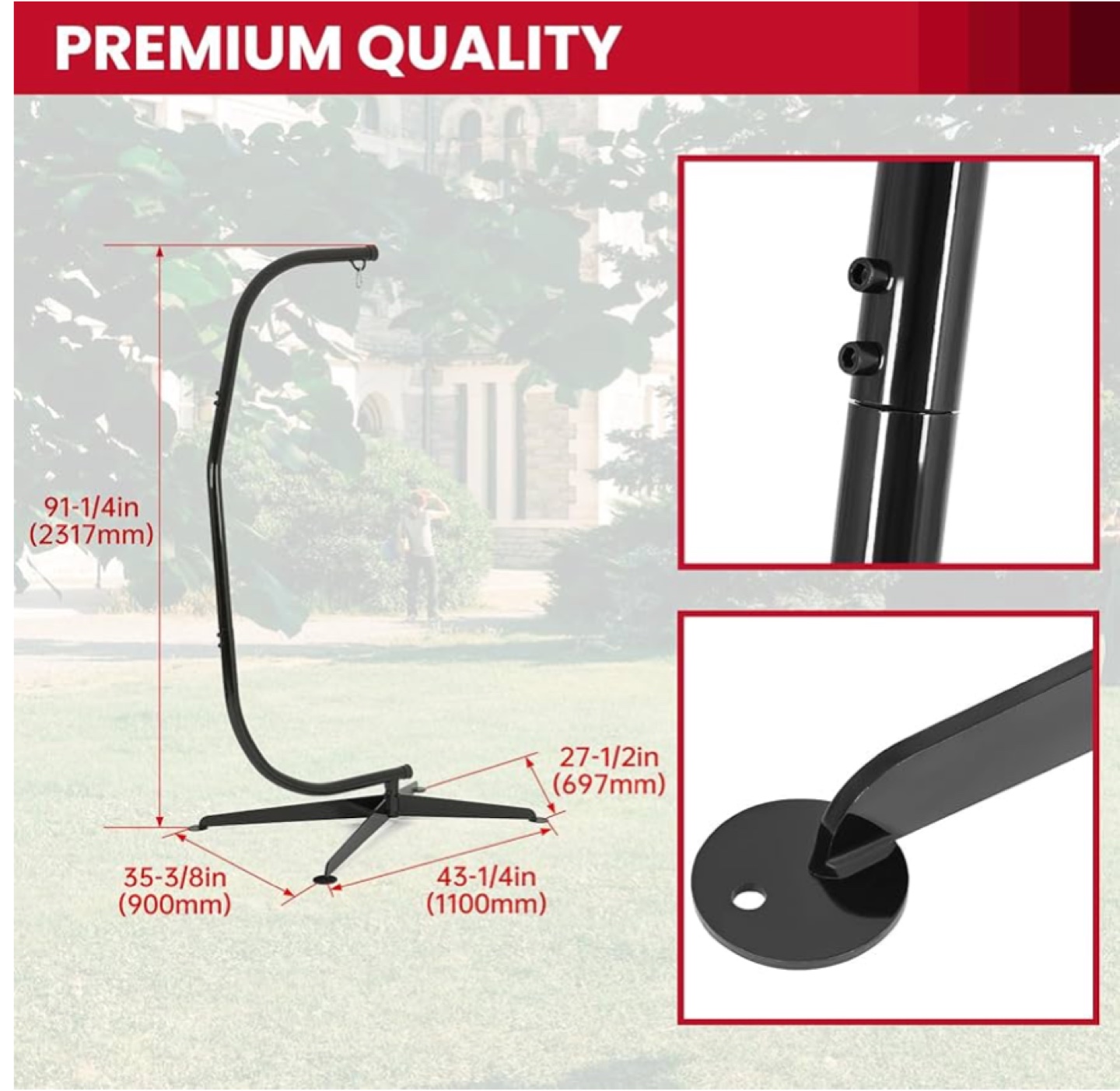 Hanging Chair Stand, 360 Degree Rotation, Black, Heavy Duty - photo 2