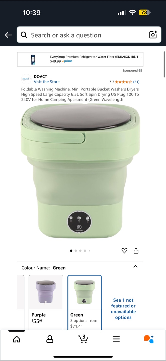 Foldable Mini Portable Washing Machine - Green