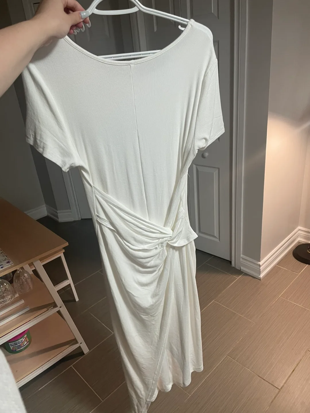 White Ribbed Bodycon Midi Dress thumbnail
