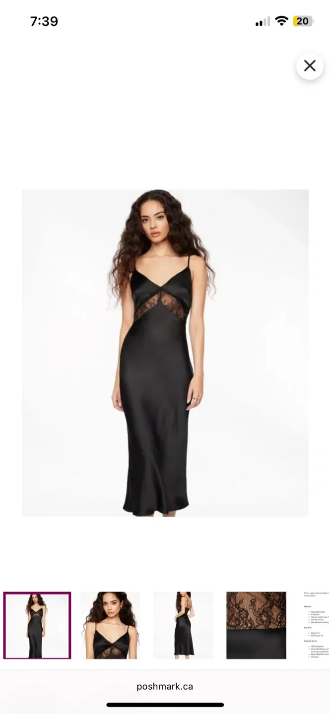 Black Slip Dress with Lace Detail thumbnail