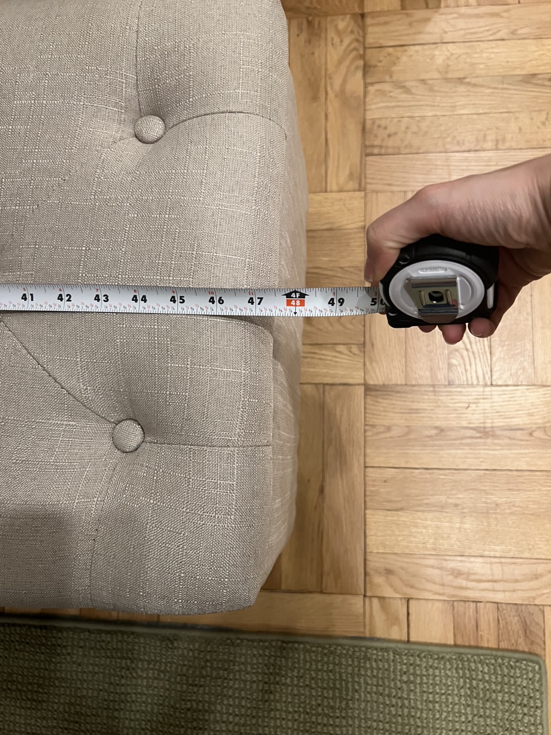 Beige Linen Storage Ottoman Bench - photo 5