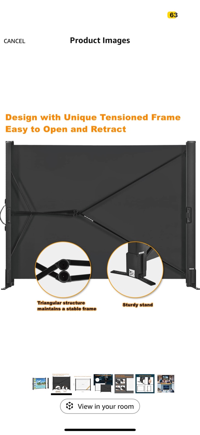 50" Portable Projector Screen with Stand - photo 3