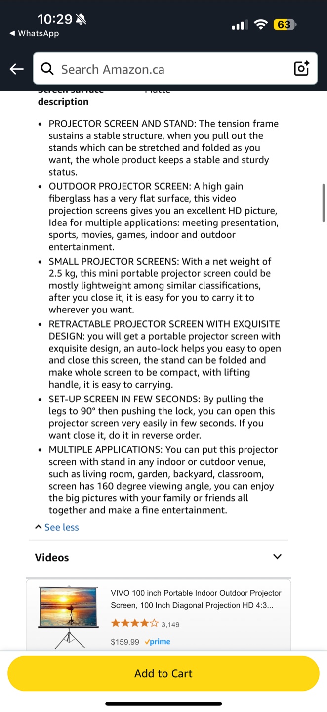 50" Portable Projector Screen with Stand - photo 4
