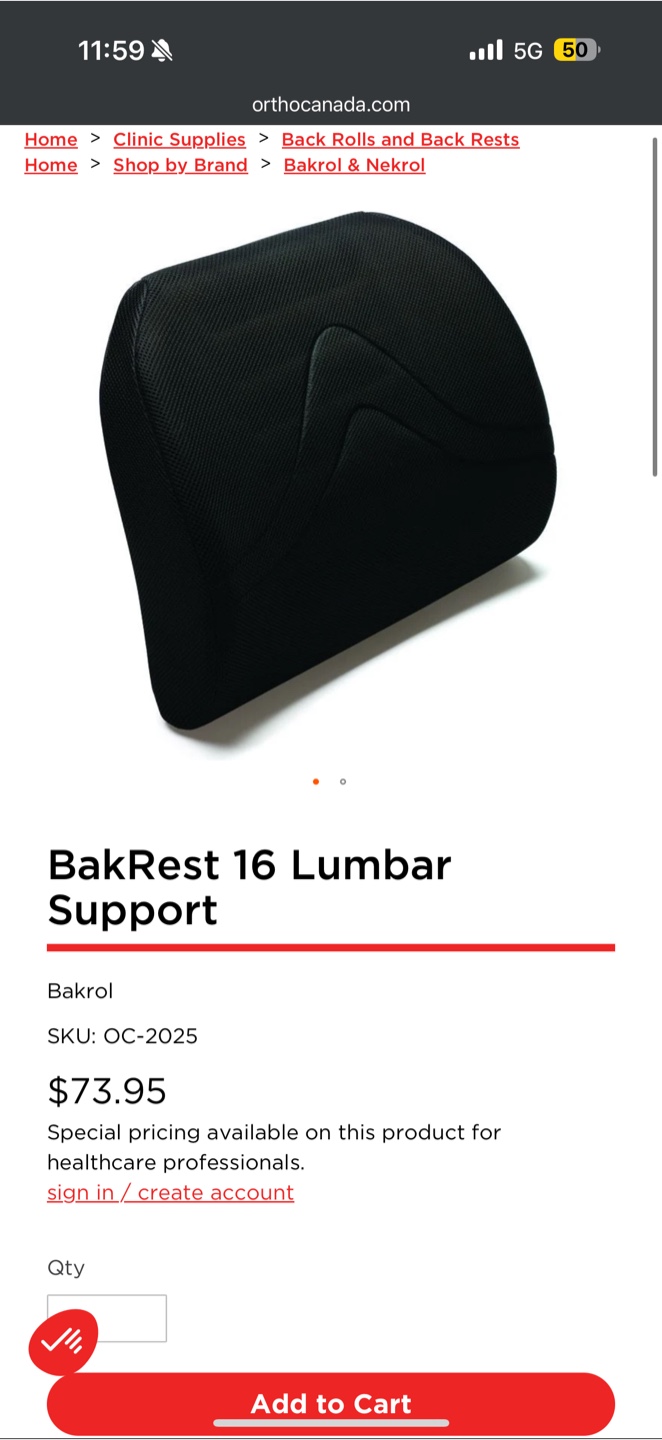 BakRest 16 Lumbar Support