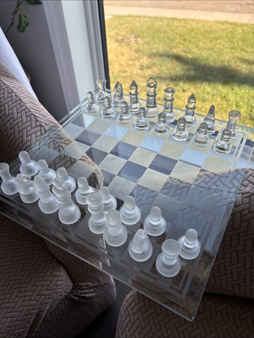Glass Chess Set with Etched Board