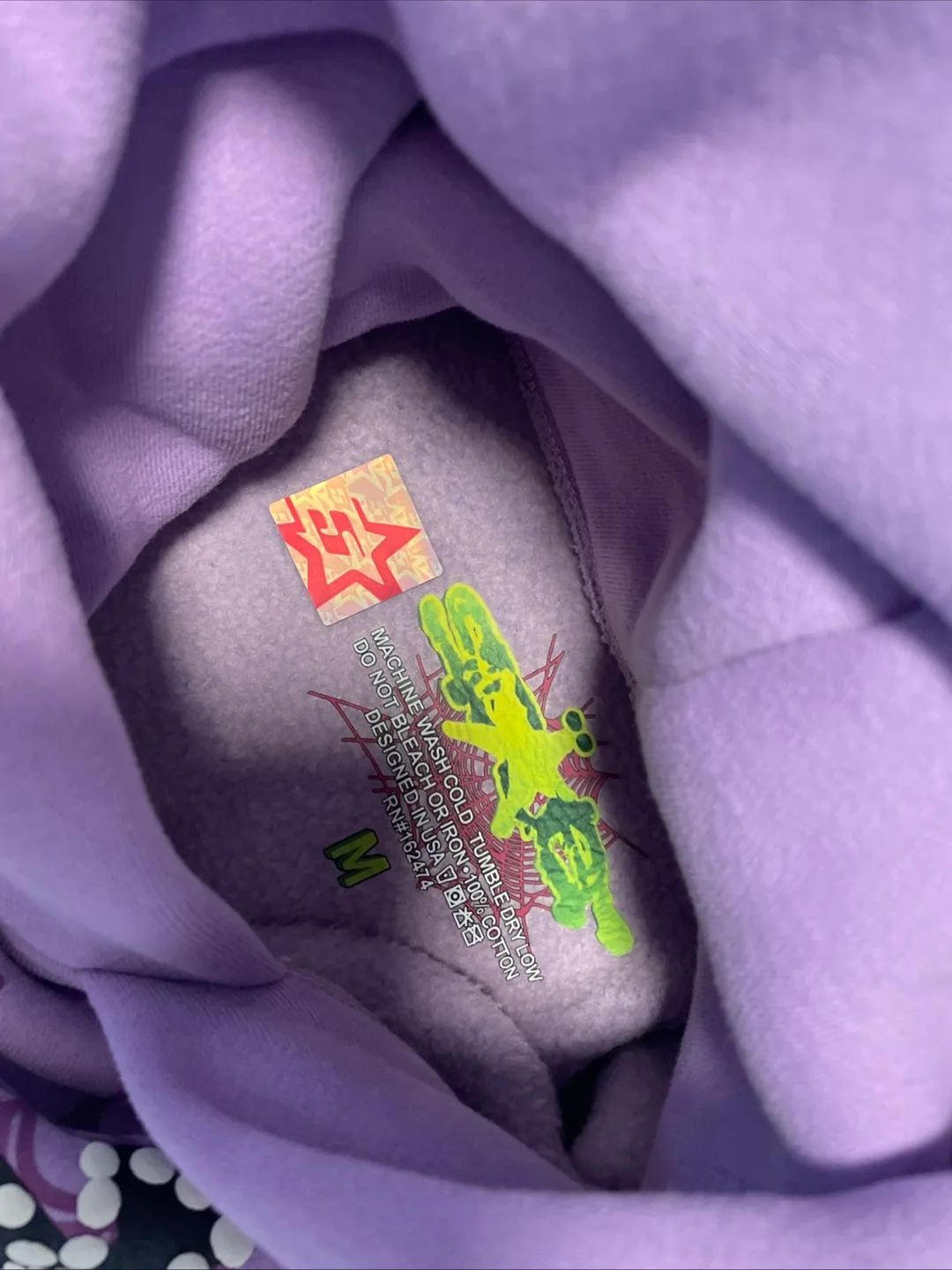 SP5DER Punk Hoodie - Lavender - Size Medium image indicator(4)