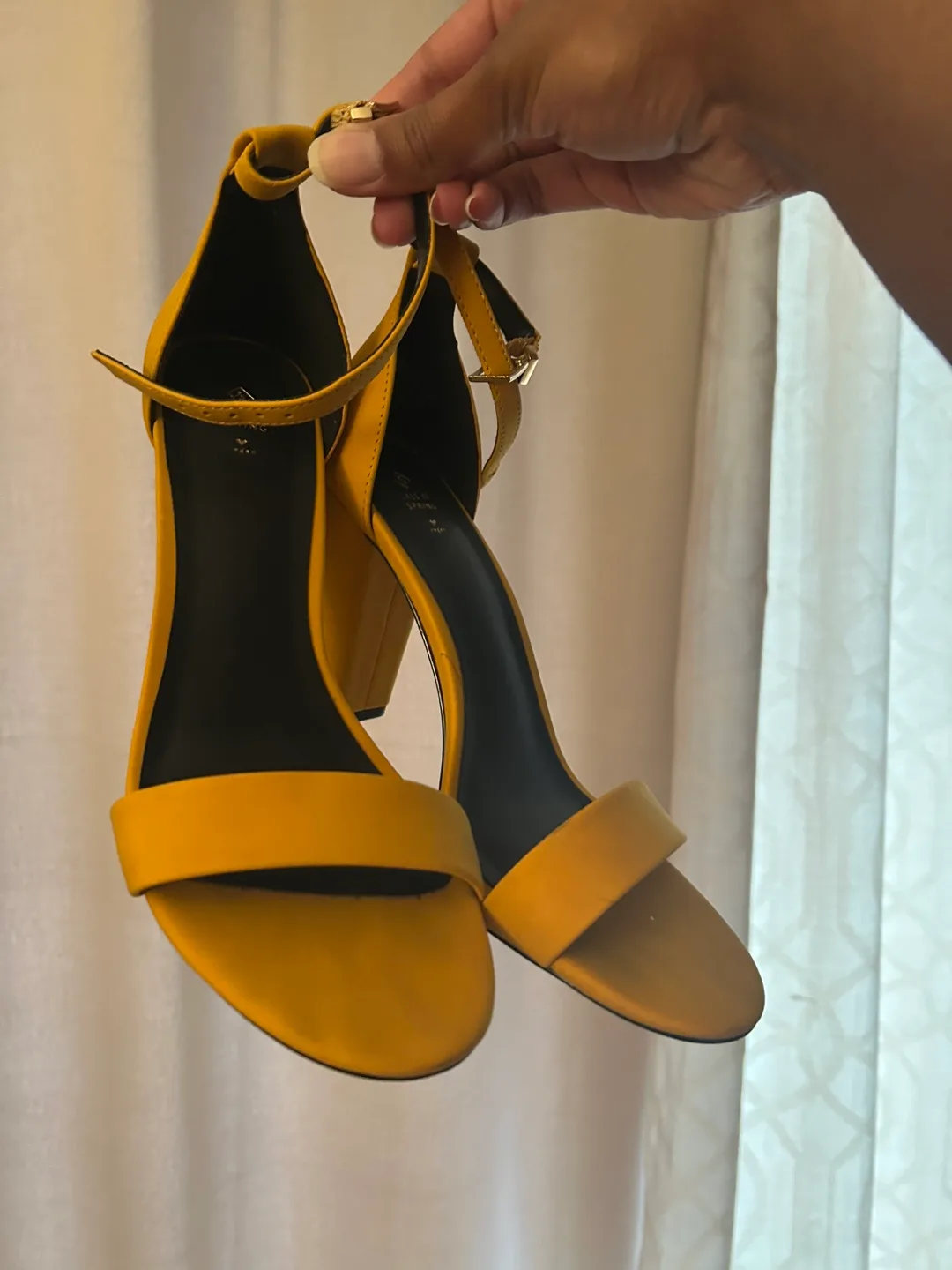 Mustard Yellow Ankle Strap Heels thumbnail