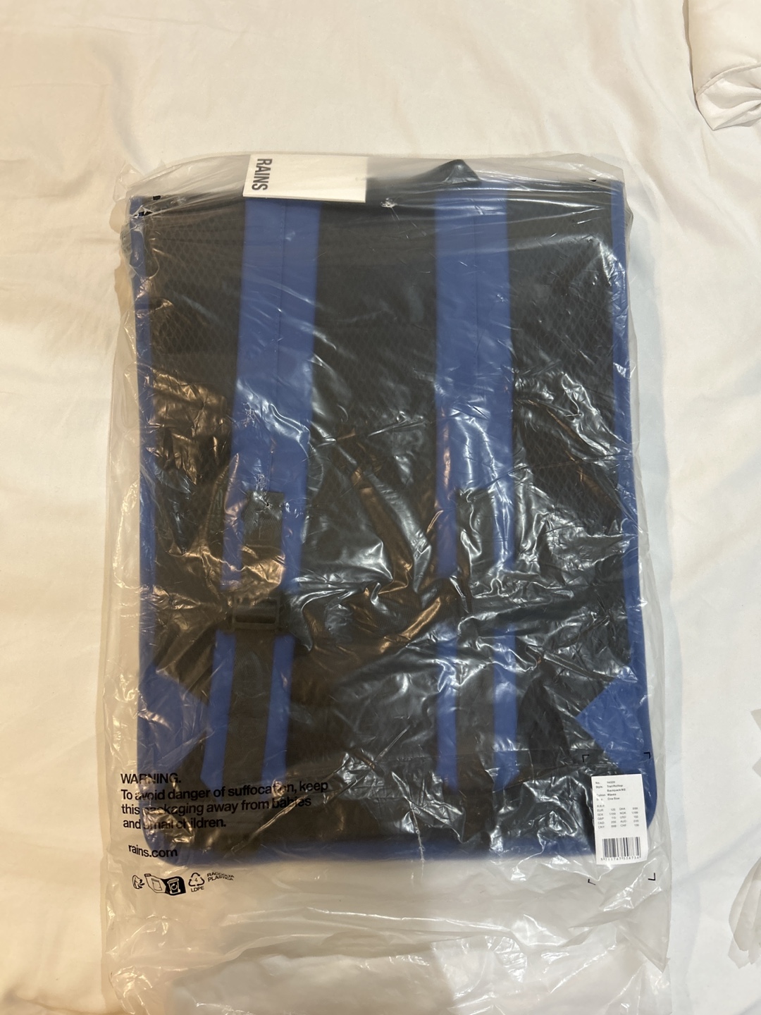 RAINS Backpack - Blue/Black Waterproof Rolltop Backpack - photo 2
