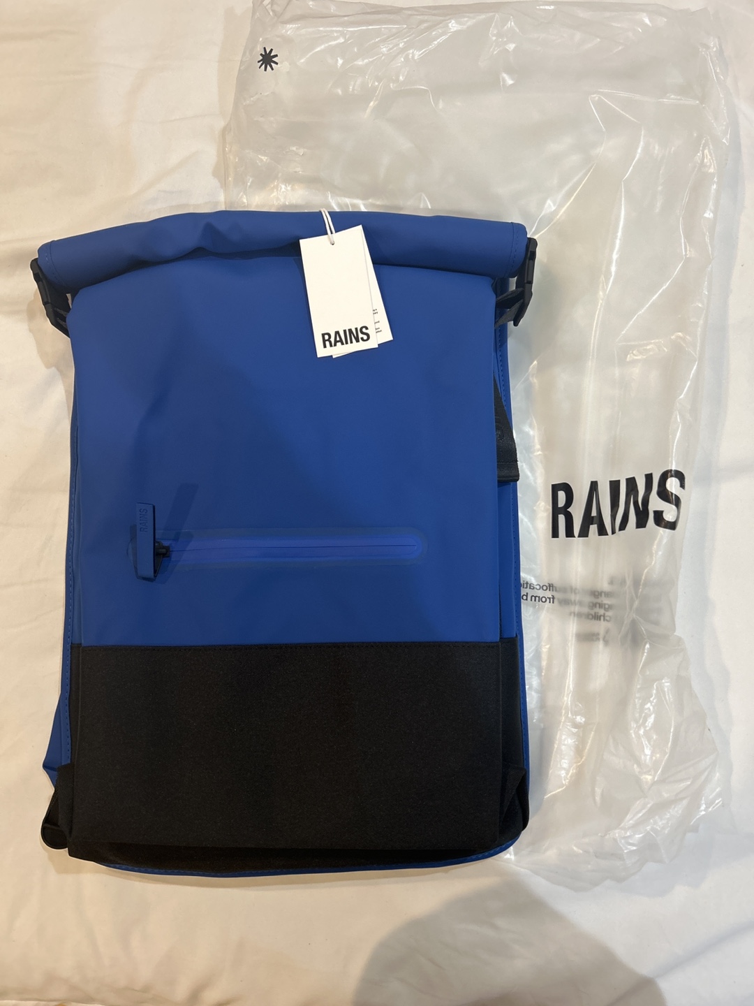 RAINS Backpack - Blue/Black Waterproof Rolltop Backpack - photo 3