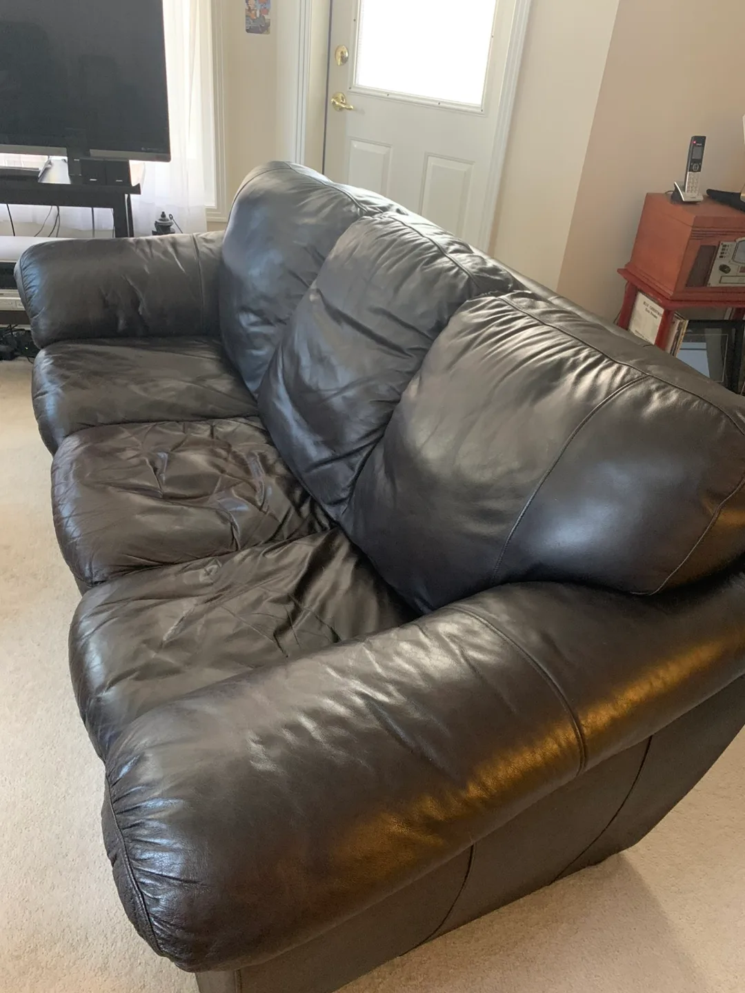 Dark Brown Leather Sofa Set thumbnail