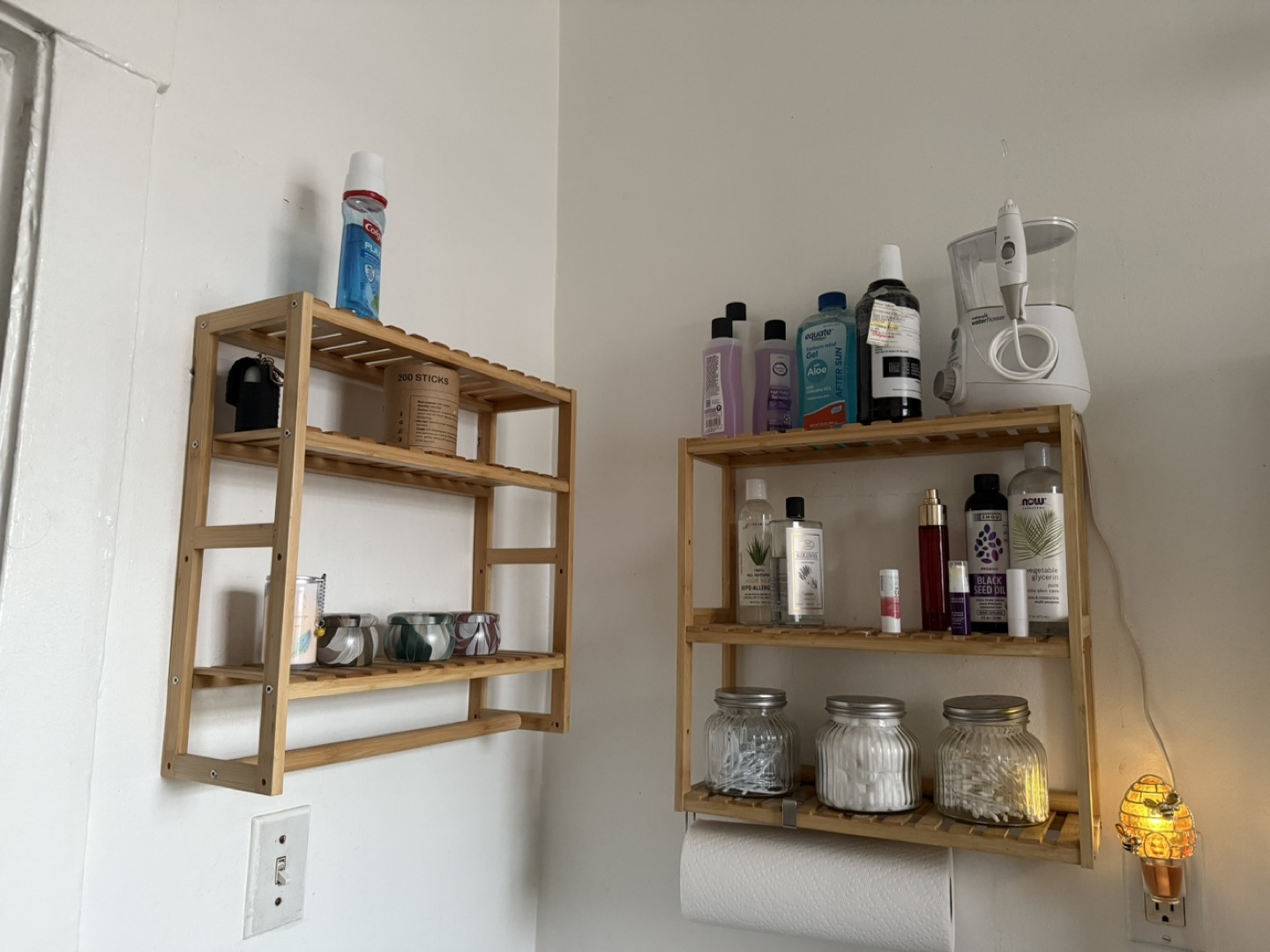 Set of Two Bamboo Wall Shelves
