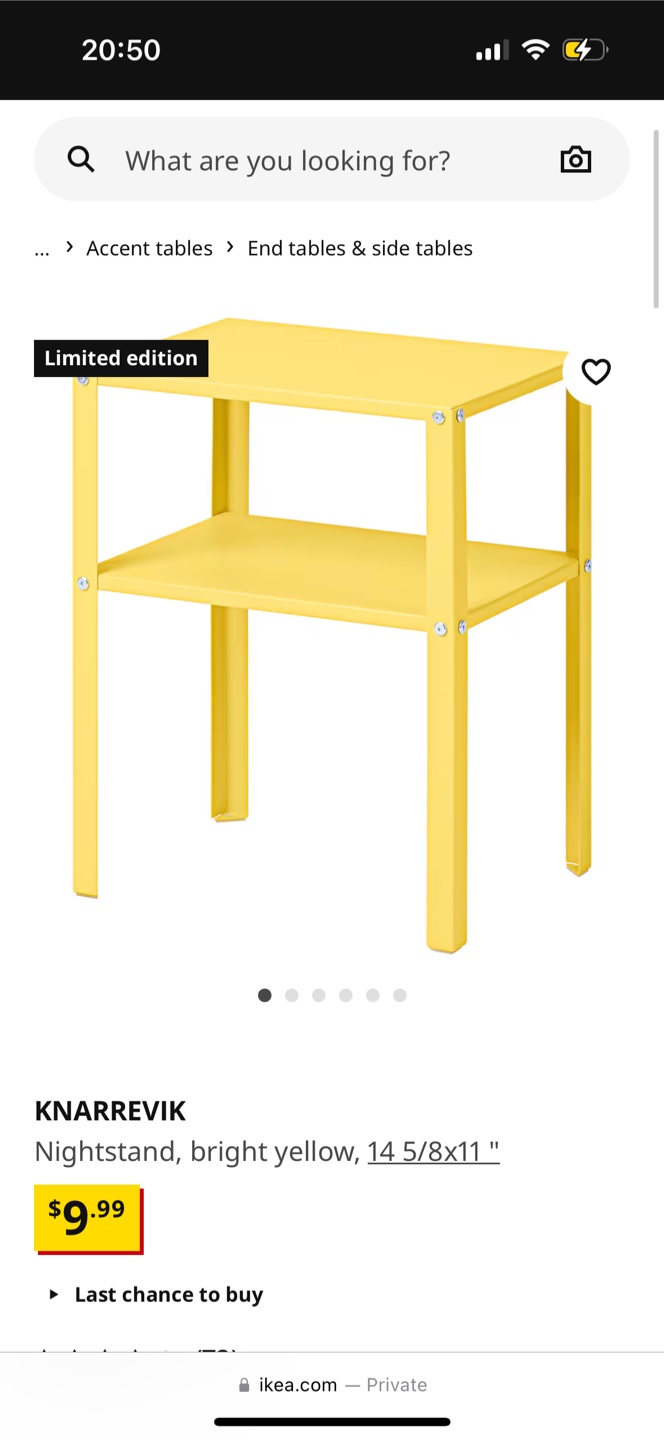IKEA KNARREVIK Bright Yellow Nightstand - photo 3